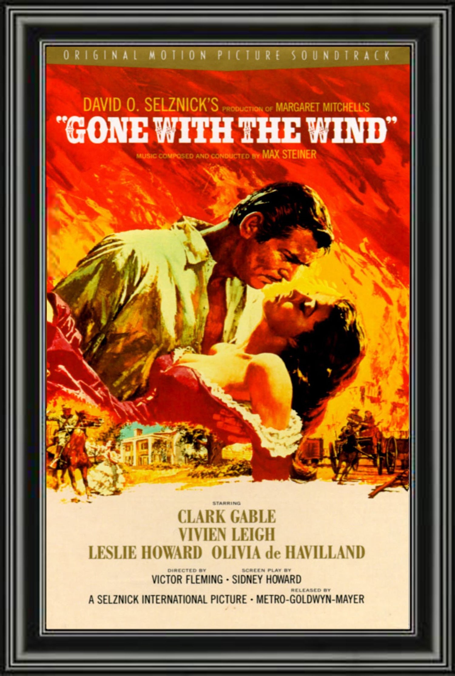 GONE WITH THE WIND - FRAMED CLASSIC MOVIE POSTER REPRINT (33.5' BY 23.5')