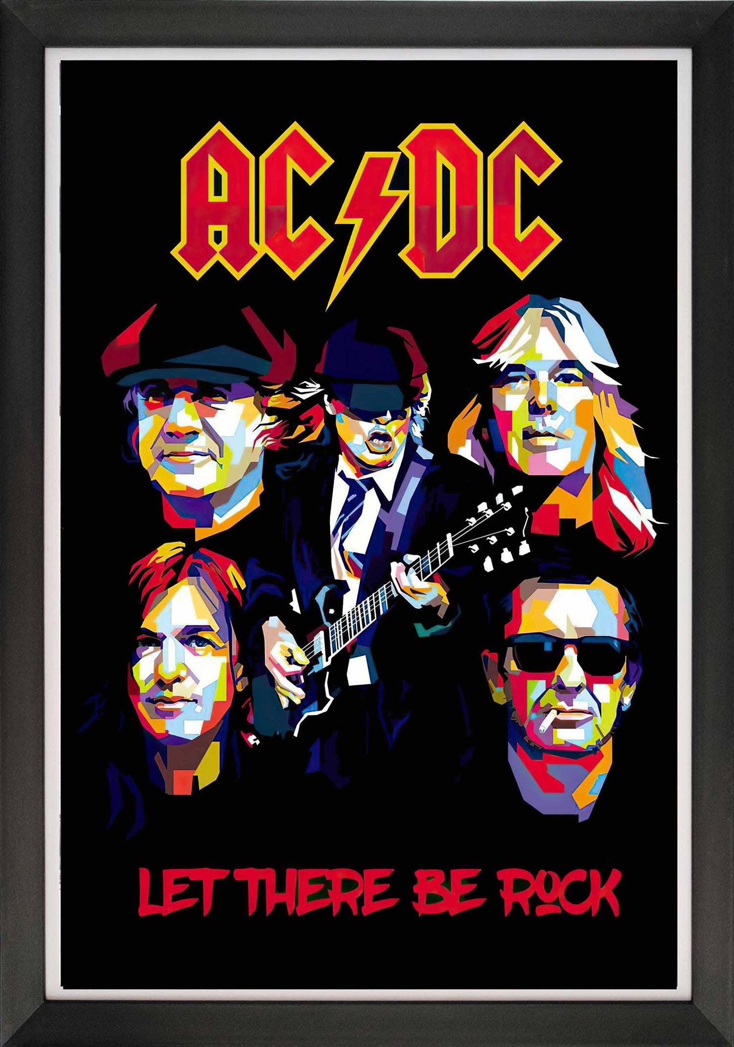 AC/DC - LET THERE BE ROCK - FRAMED POP ART REPRINT (33.5' BY 23.5')