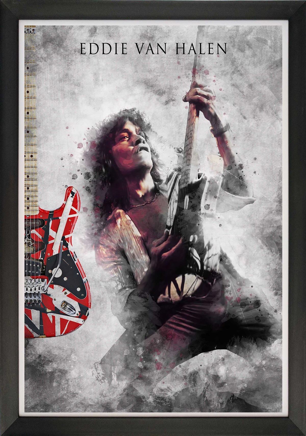 EDDIE VAN HALEN GUITAR SOLO - FRAMED ART REPRINT (33.5' BY 23.5')