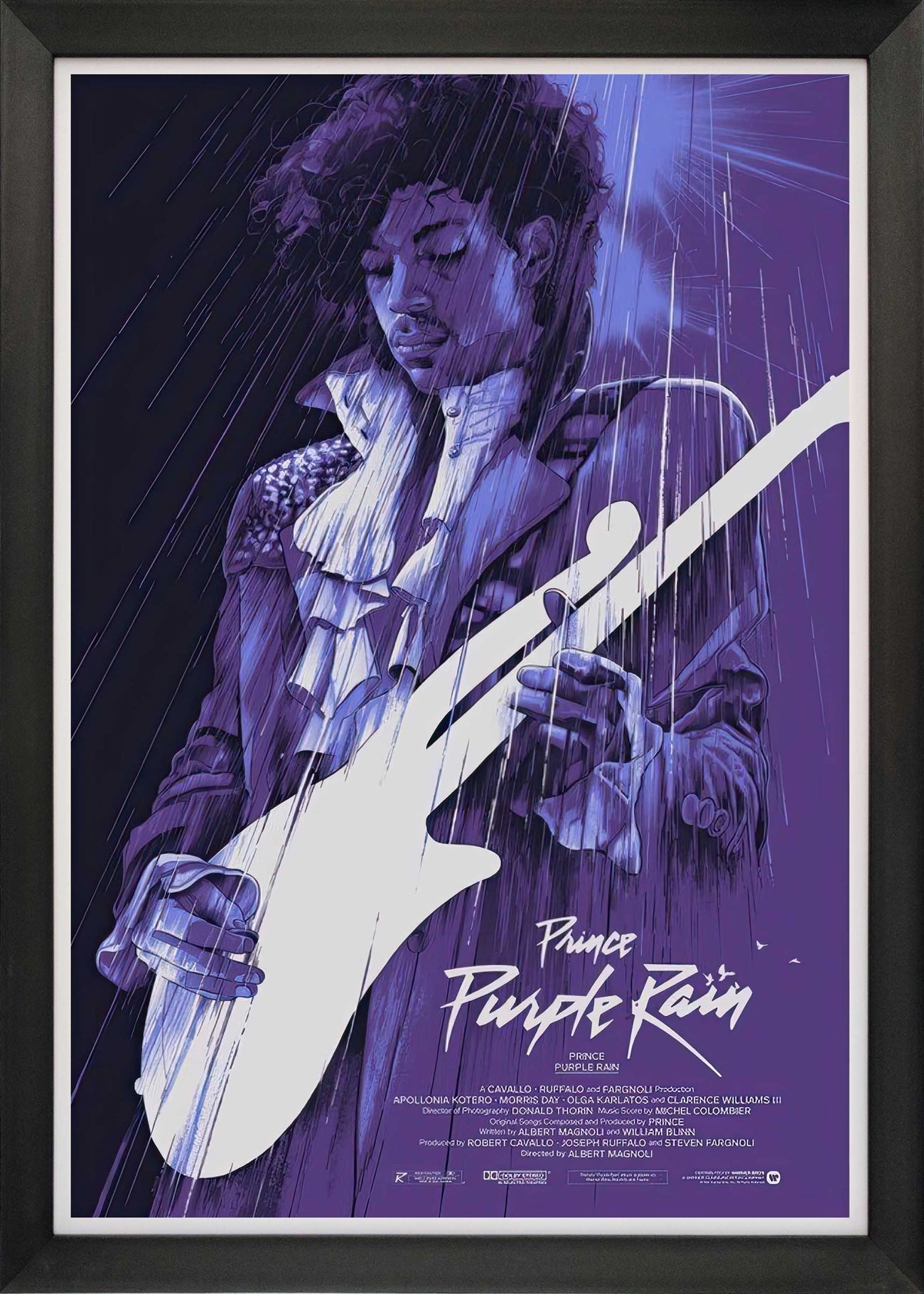 PRINCE IN PURPLE RAIN - FRAMED CLASSIC MOVIE REPRINT (33.5' BY 23.5')