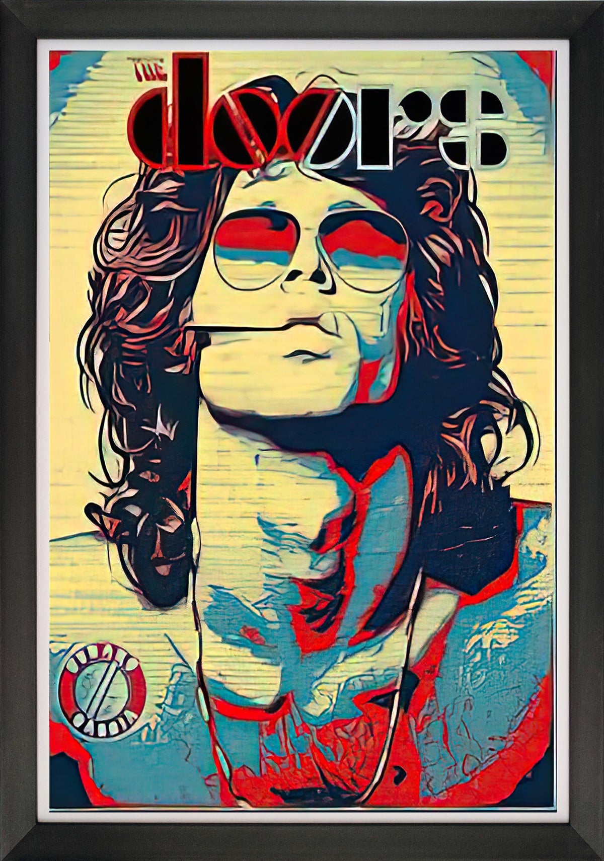 THE DOORS - JIM MORRISON - FRAMED POP ART REPRINT (33.5' BY 23.5')
