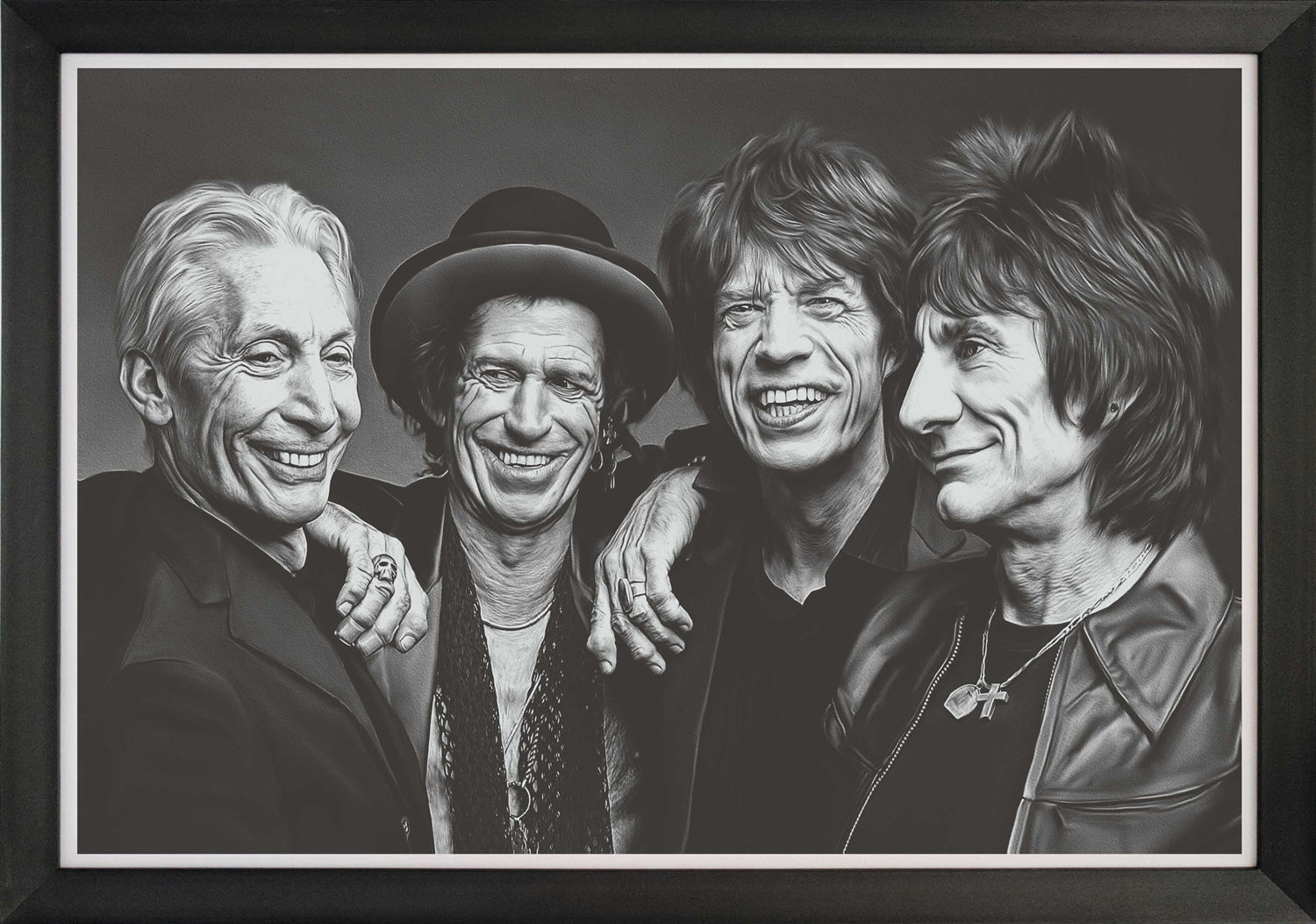 THE ROLLING STONES - BAND PORTRAIT - FRAMED ART REPRINT (33.5' BY 23.5')