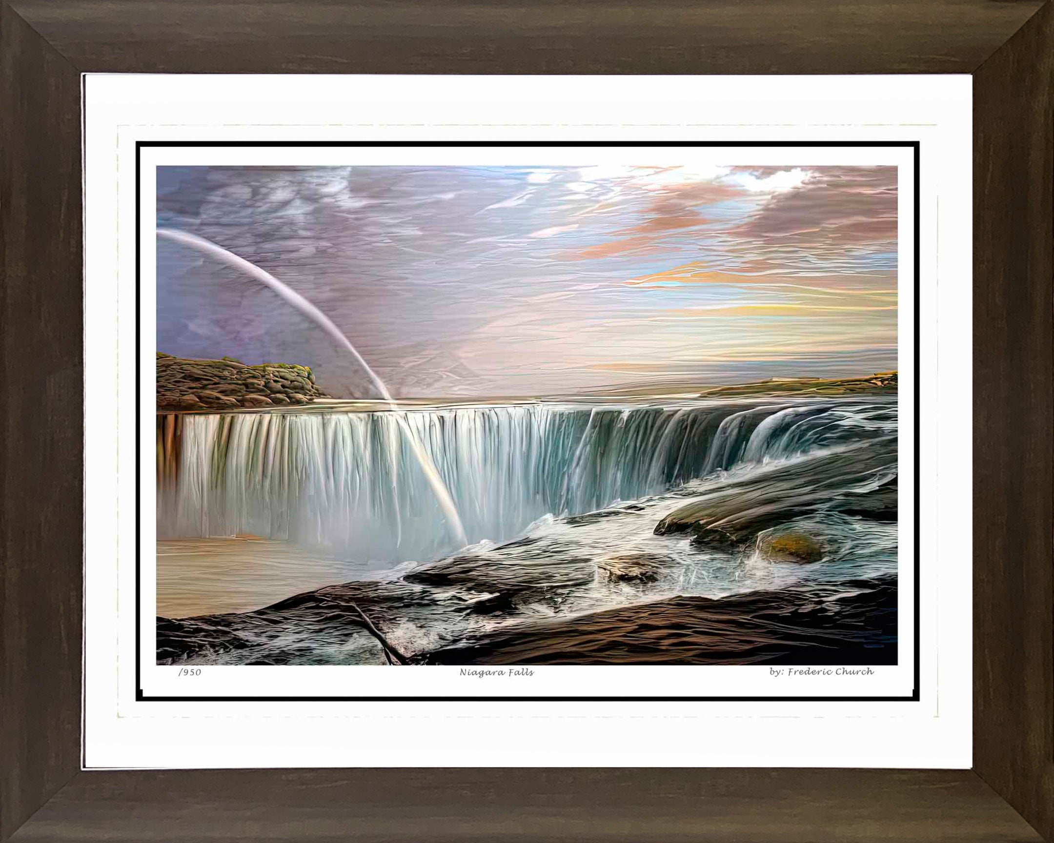FREDERIC CHURCH 'NIAGARA FALLS' HUDSON RIVER SCHOOL - FRAMED ART PRINT 30'X24'