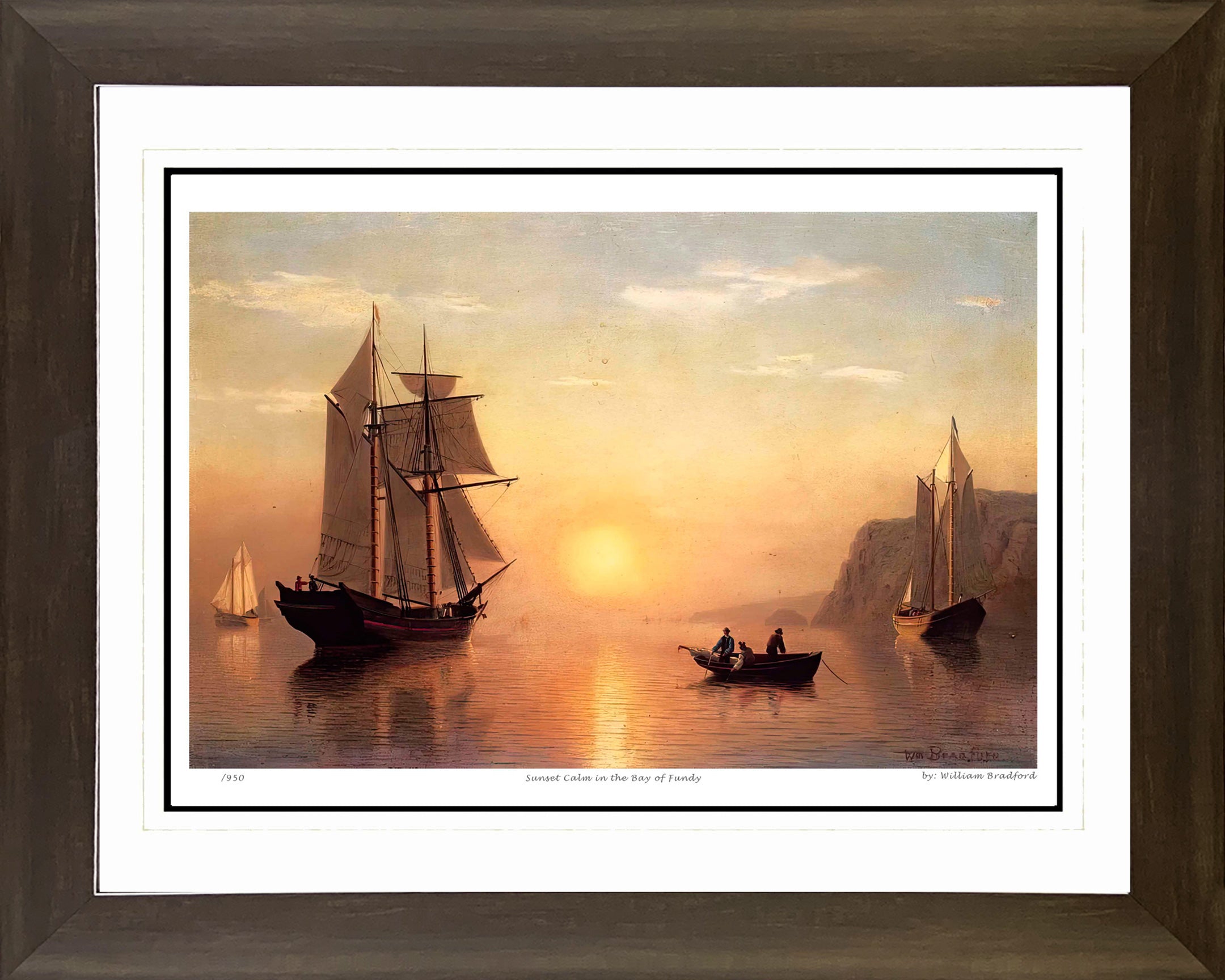 WILLIAM BRADFORD 'SUNSET CALM IN THE BAY OF FUNDY' - HUDSON RIVER SCHOOL 30'X24'