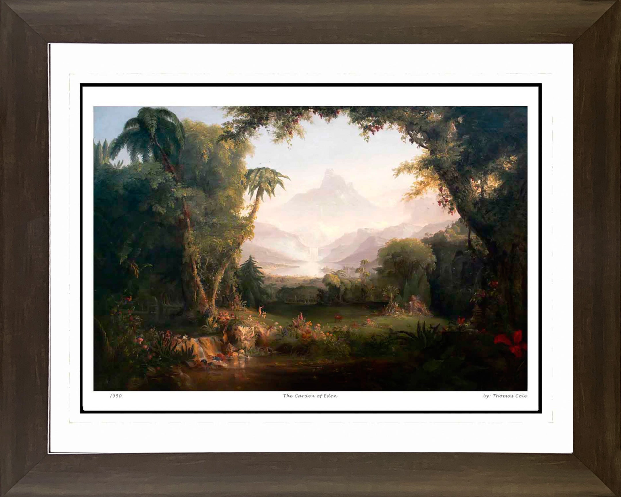 THOMAS COLE 'THE GARDEN OF EDEN' HUDSON RIVER SCHOOL - FRAMED ART PRINT 30'X24'