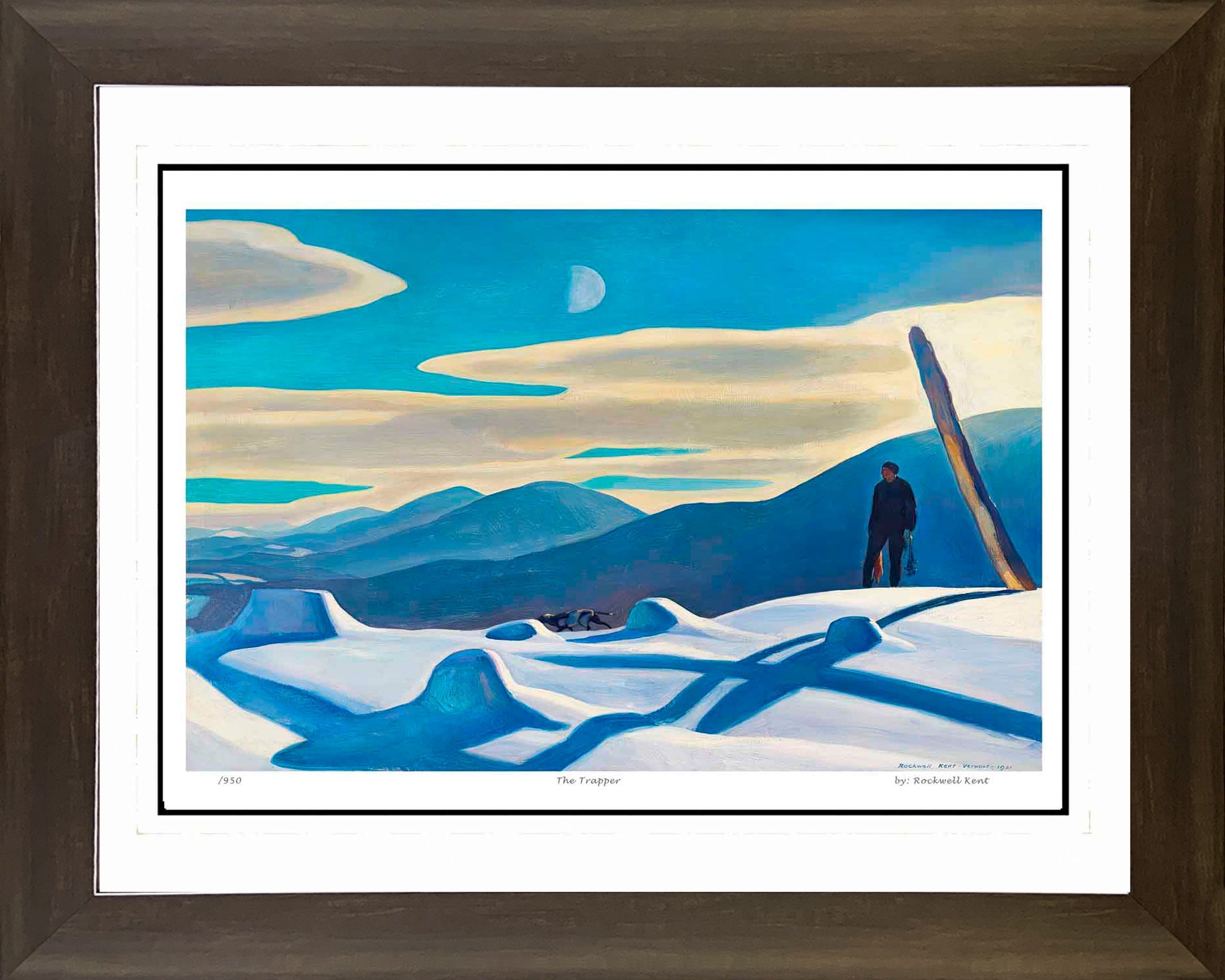 ROCKWELL KENT 'THE TRAPPER' HUDSON RIVER SCHOOL - FRAMED ART PRINT 30'X24'