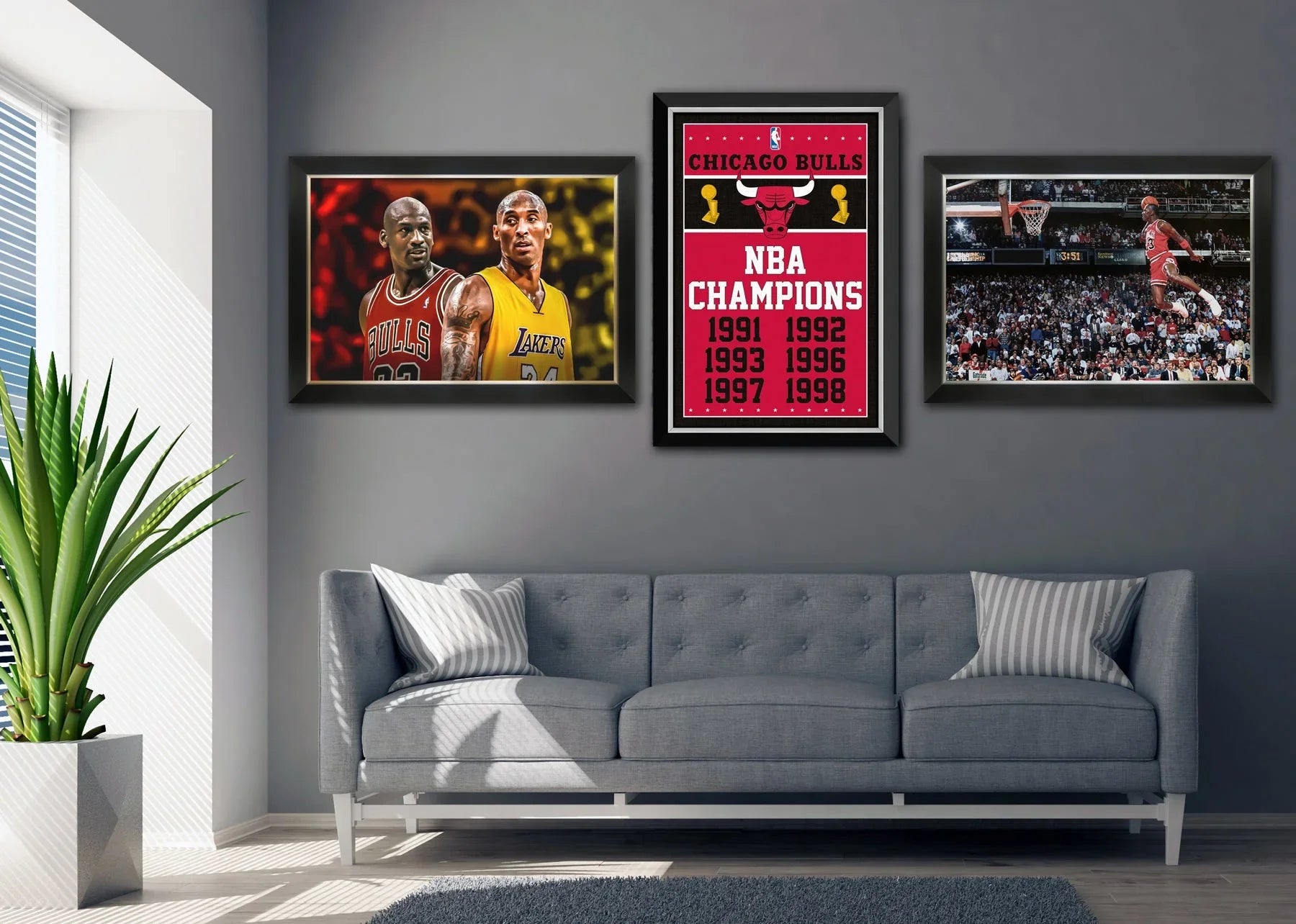 MICHAEL JORDAN & KOBE BRYANT CANVAS FRAME - BASKETBALL LEGENDS (33.5" BY 23.5")