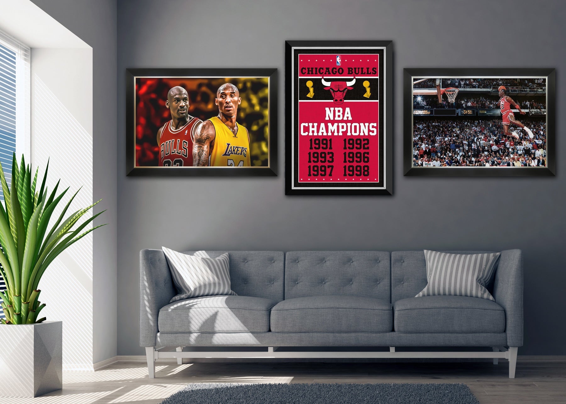 KOBE BRYANT DUNKING ON LEBRON JAMES FRAMED - LA LAKERS VS MIAMI HEAT 33'X23' - Image 2