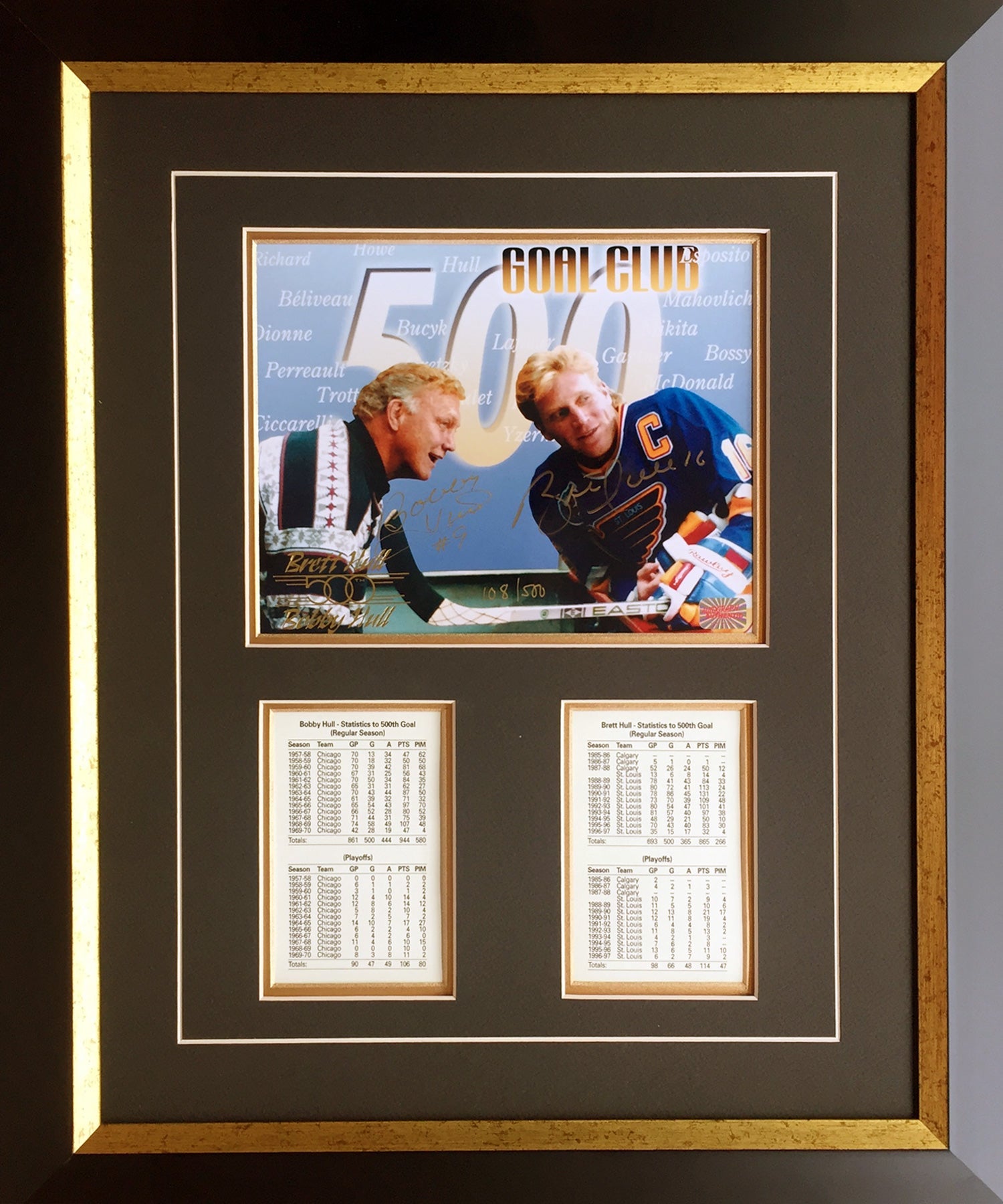 BOBBY HULL, BRETT HULL SIGNED PHOTO - CHG BLACKHAWKS, ST. LOUIS BLUES 22'X16'