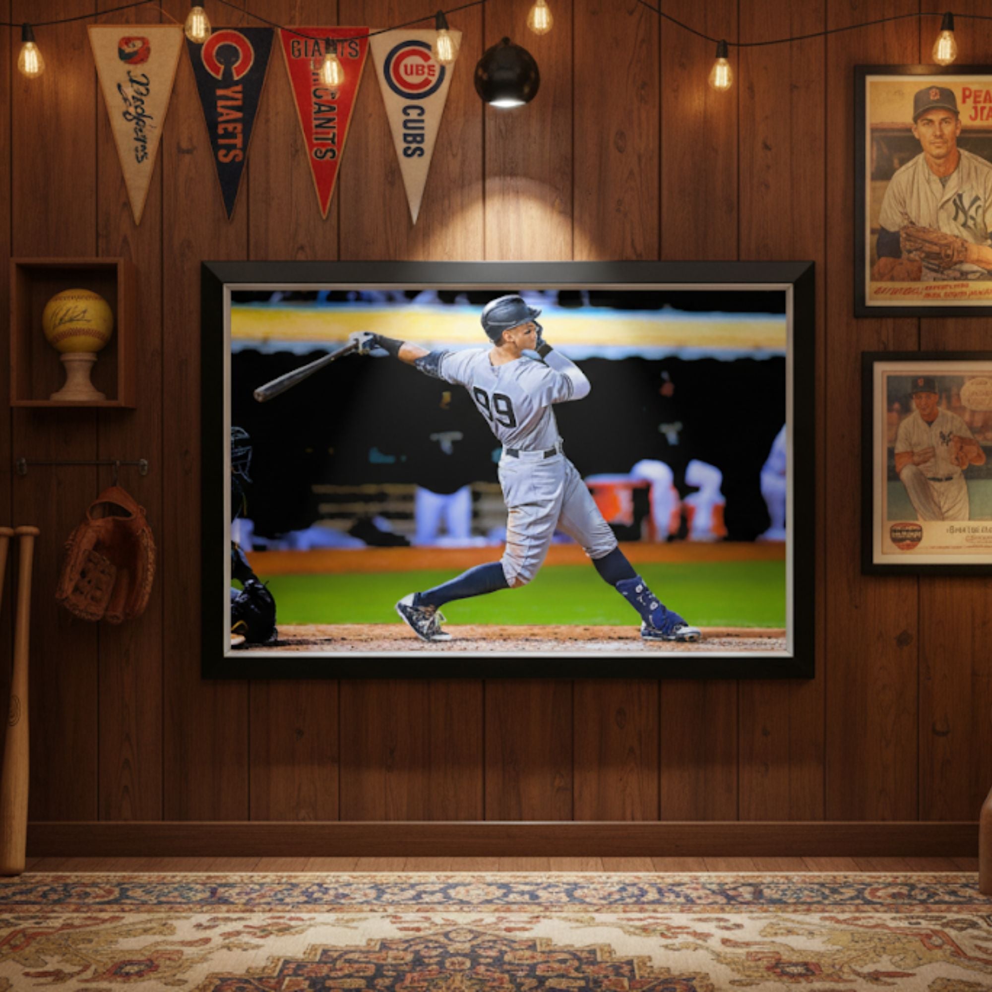 AARON JUDGE NEW YORK YANKEES #99 HORIZONTAL FRAMED CANVAS WALL ART 33"X23"