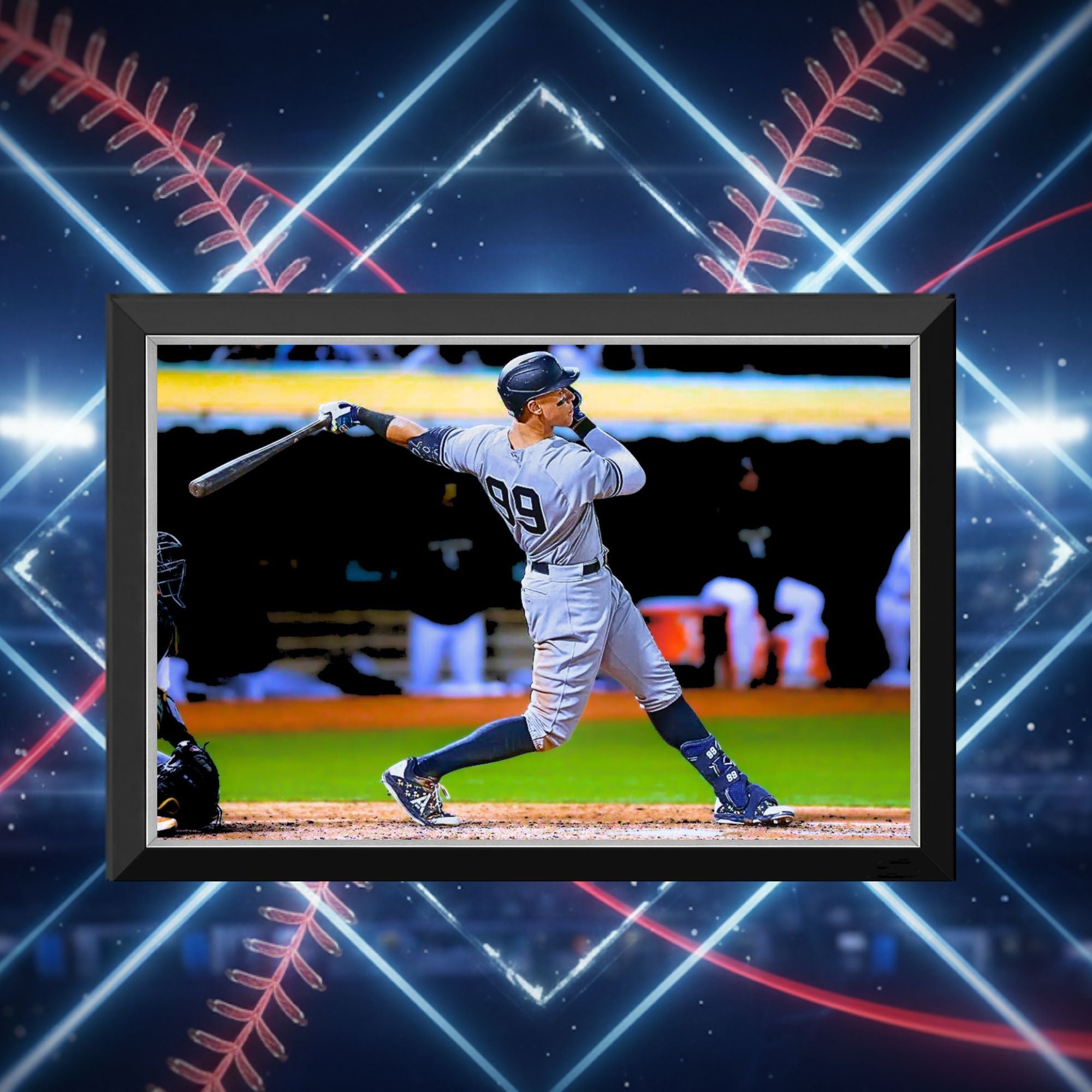 AARON JUDGE NEW YORK YANKEES #99 HORIZONTAL FRAMED CANVAS WALL ART 33'X23' - Image 3