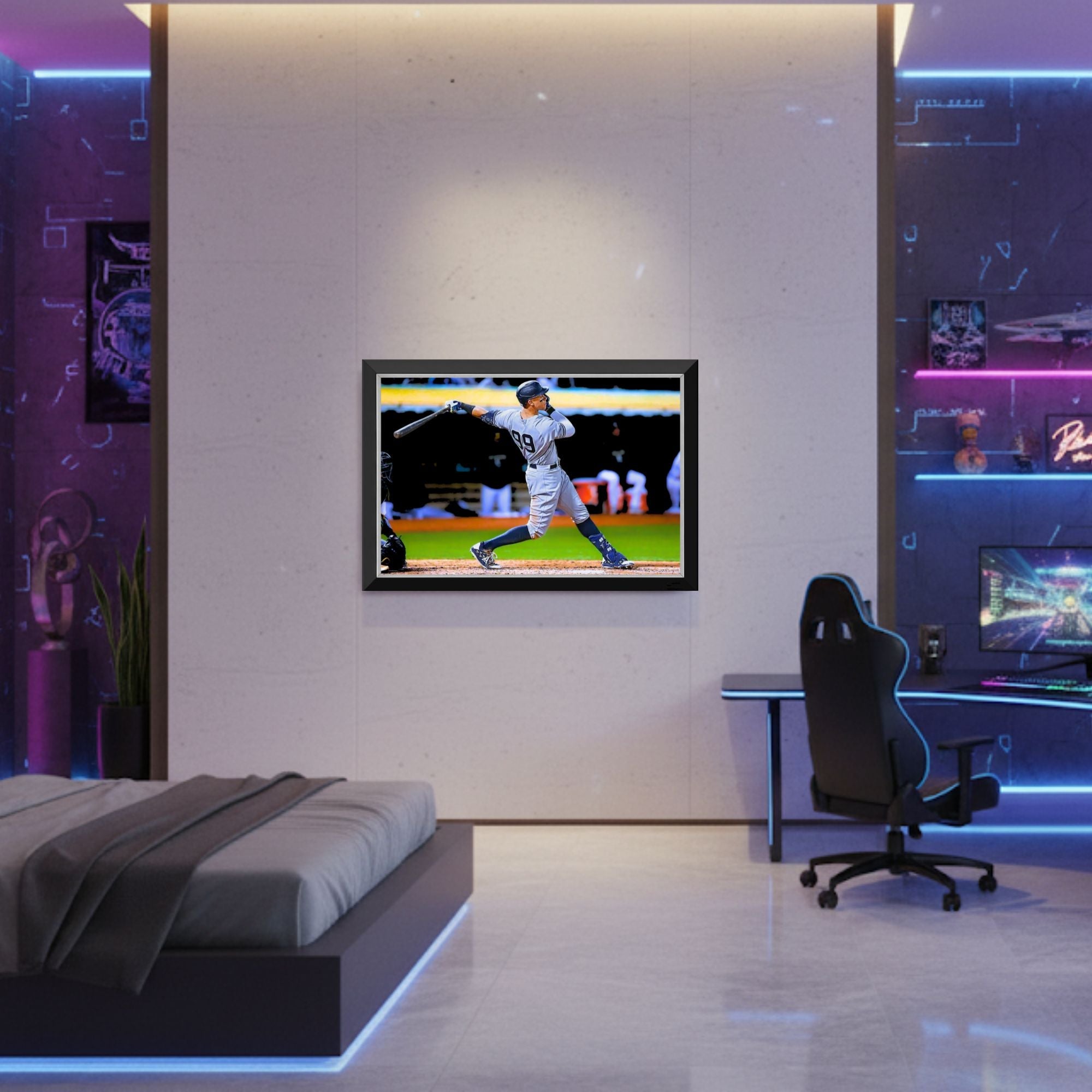 AARON JUDGE NEW YORK YANKEES #99 HORIZONTAL FRAMED CANVAS WALL ART 33'X23' - Image 4