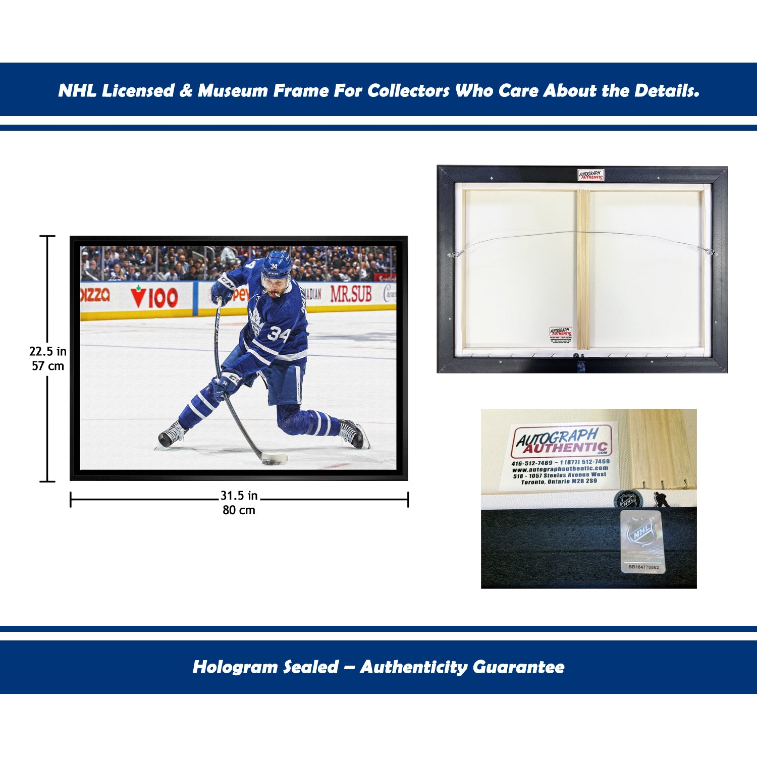 AUSTON MATTHEWS SLAPSHOT FRAMED CANVAS - TORONTO MAPLE LEAFS (31.5' BY 22.5') - Image 5