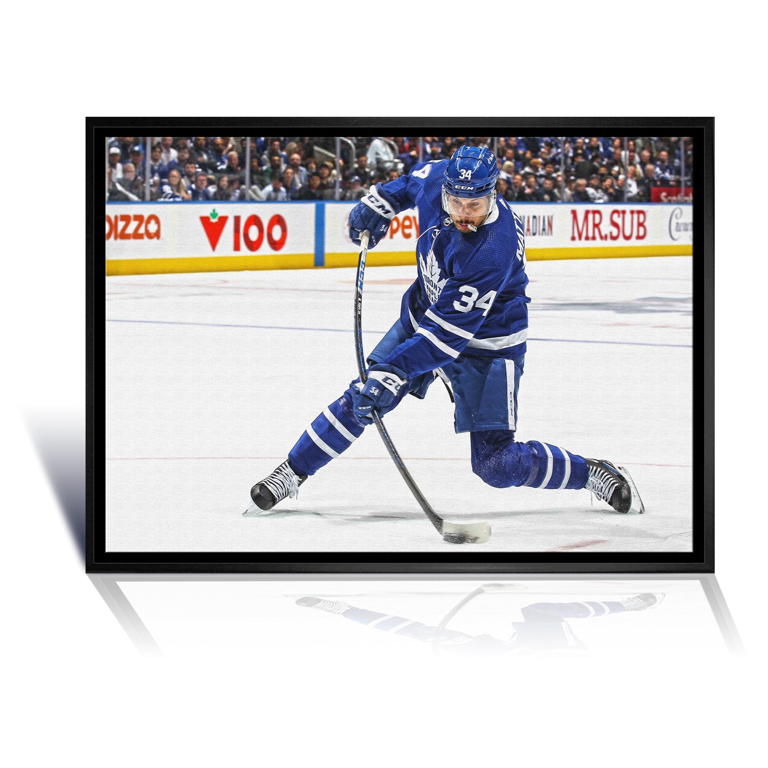 AUSTON MATTHEWS SLAPSHOT FRAMED CANVAS - TORONTO MAPLE LEAFS (31.5' BY 22.5')