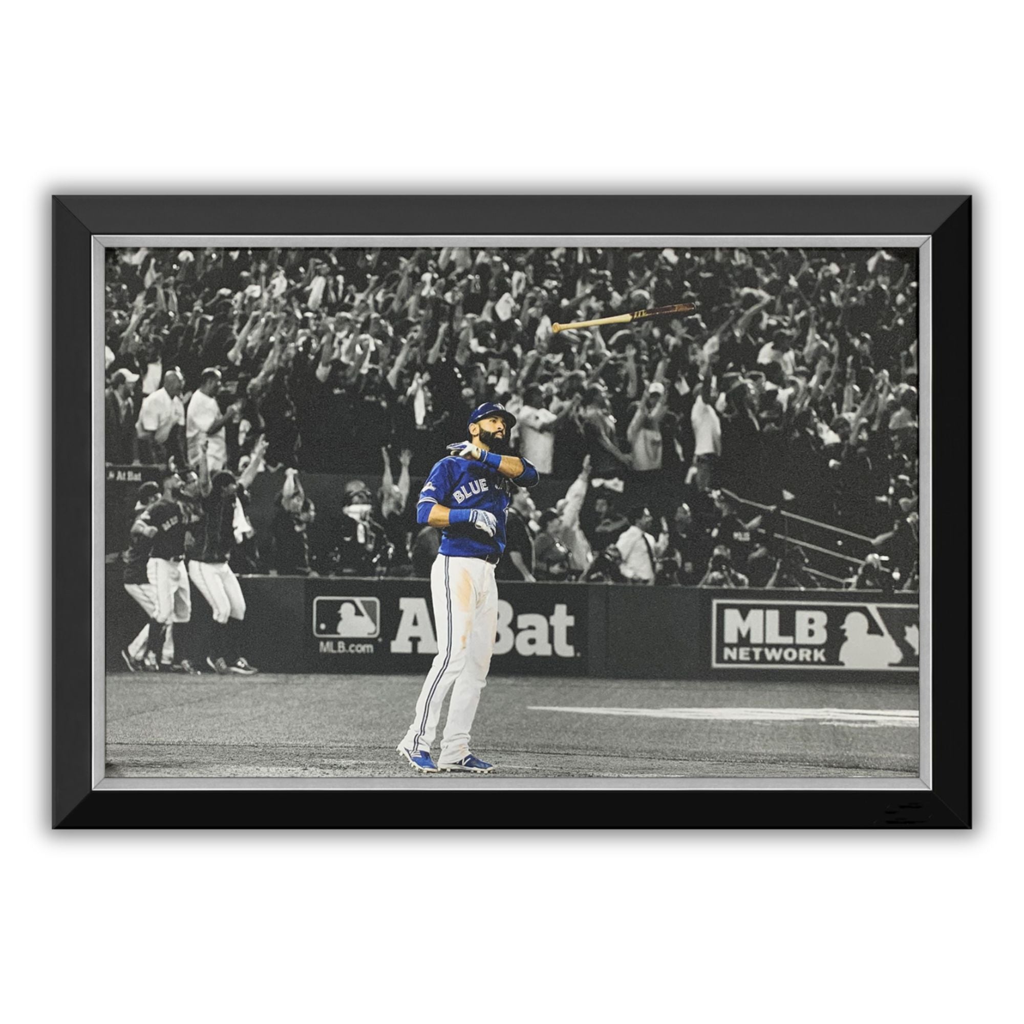 JOSE BAUTISTA ICONIC BAT FLIP FRAMED CANVAS - TORONTO BLUE JAYS (33.5' BY 23.5')