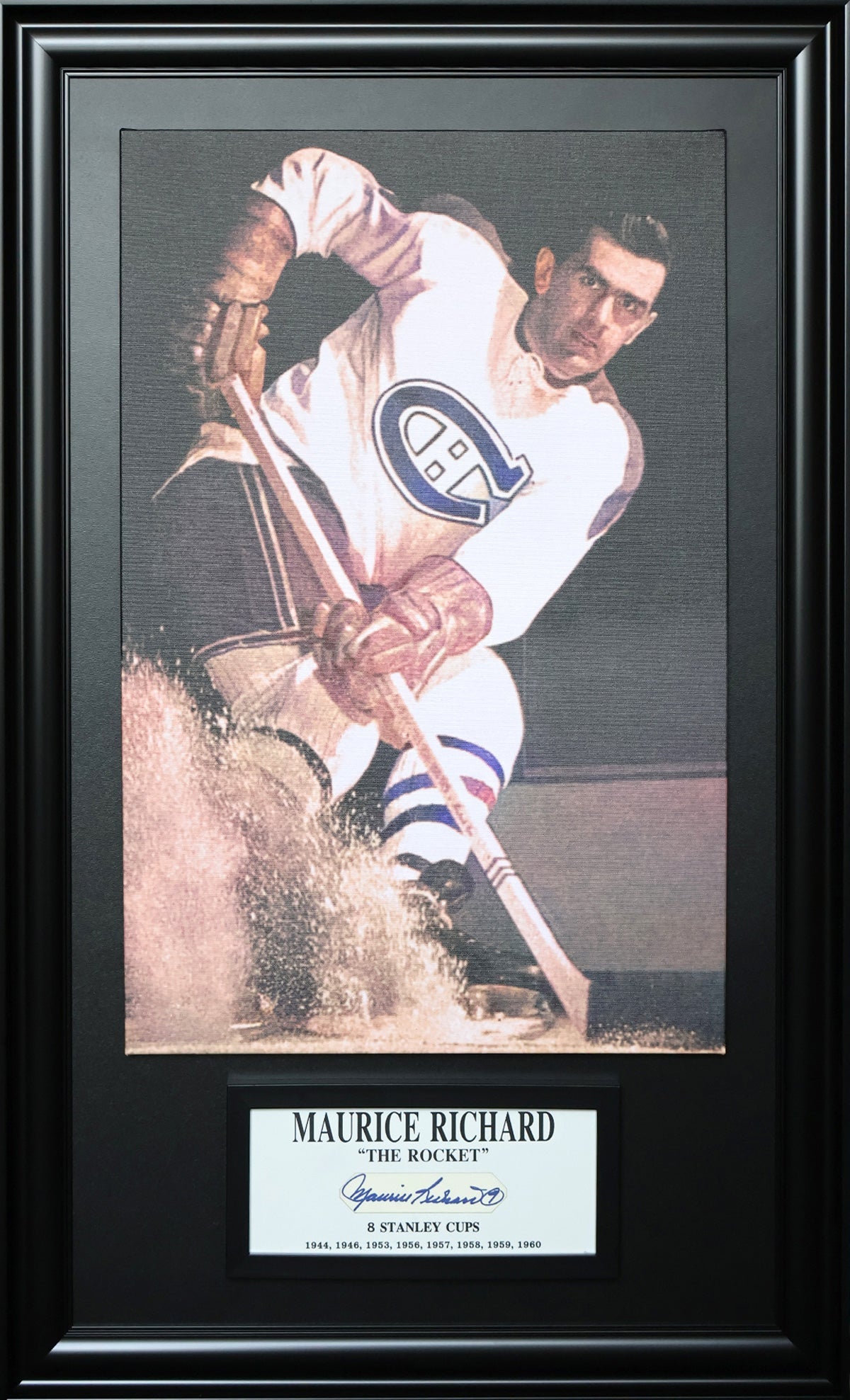 ALL TIME GREATS: MAURICE RICHARD SIGNATURE PLAQUE & CANVAS (49.5' BY 29.5')