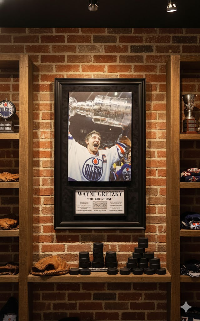 ALL TIME GREATS: WAYNE GRETZKY SIGNATURE PLAQUE & CANVAS (49.5" BY 29.5")