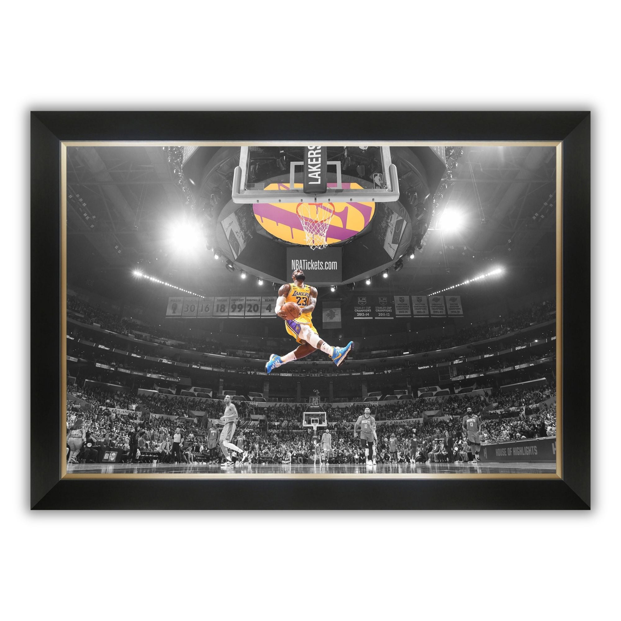 LEBRON JAMES EPIC SLAM DUNK FRAMED CANVAS - L.A. LAKERS (33.5' BY 23.5')