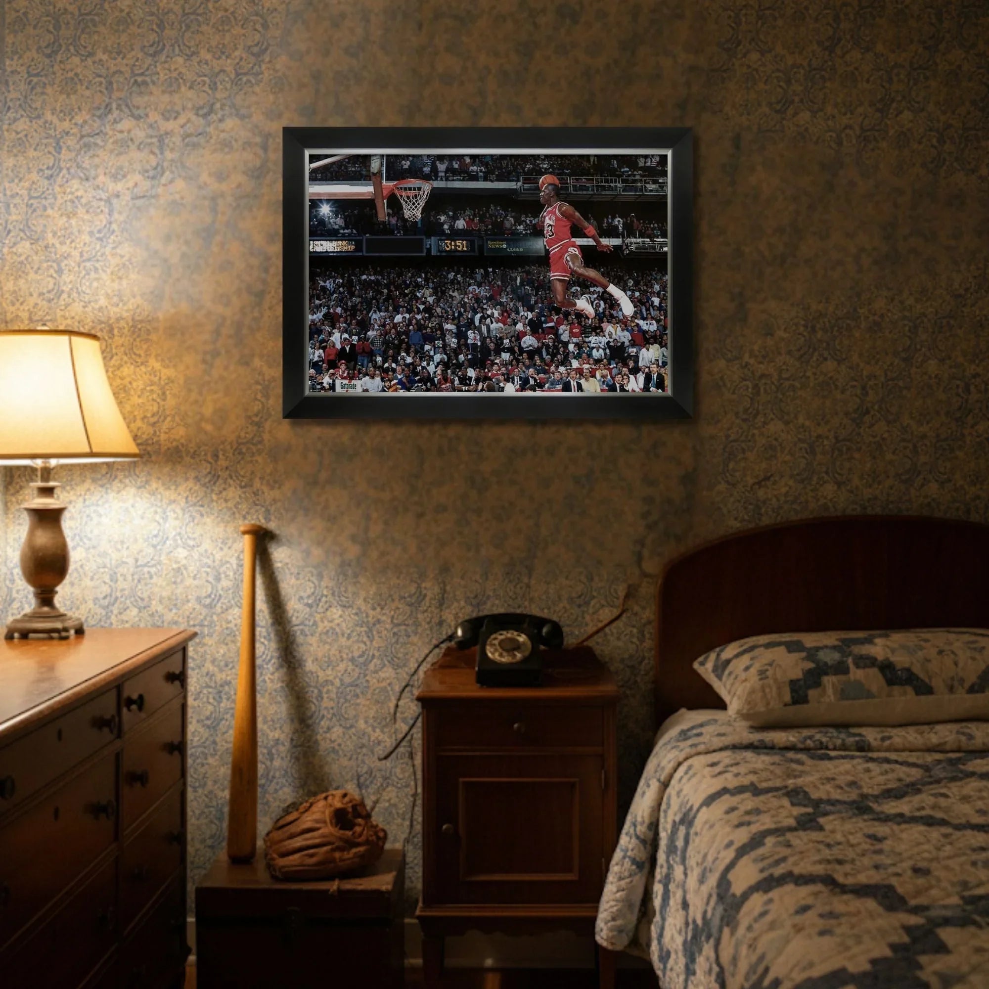 MICHAEL JORDAN 1988 ALL-STAR GAME SLAM DUNK FRAMED CANVAS (33.5" BY 23.5")