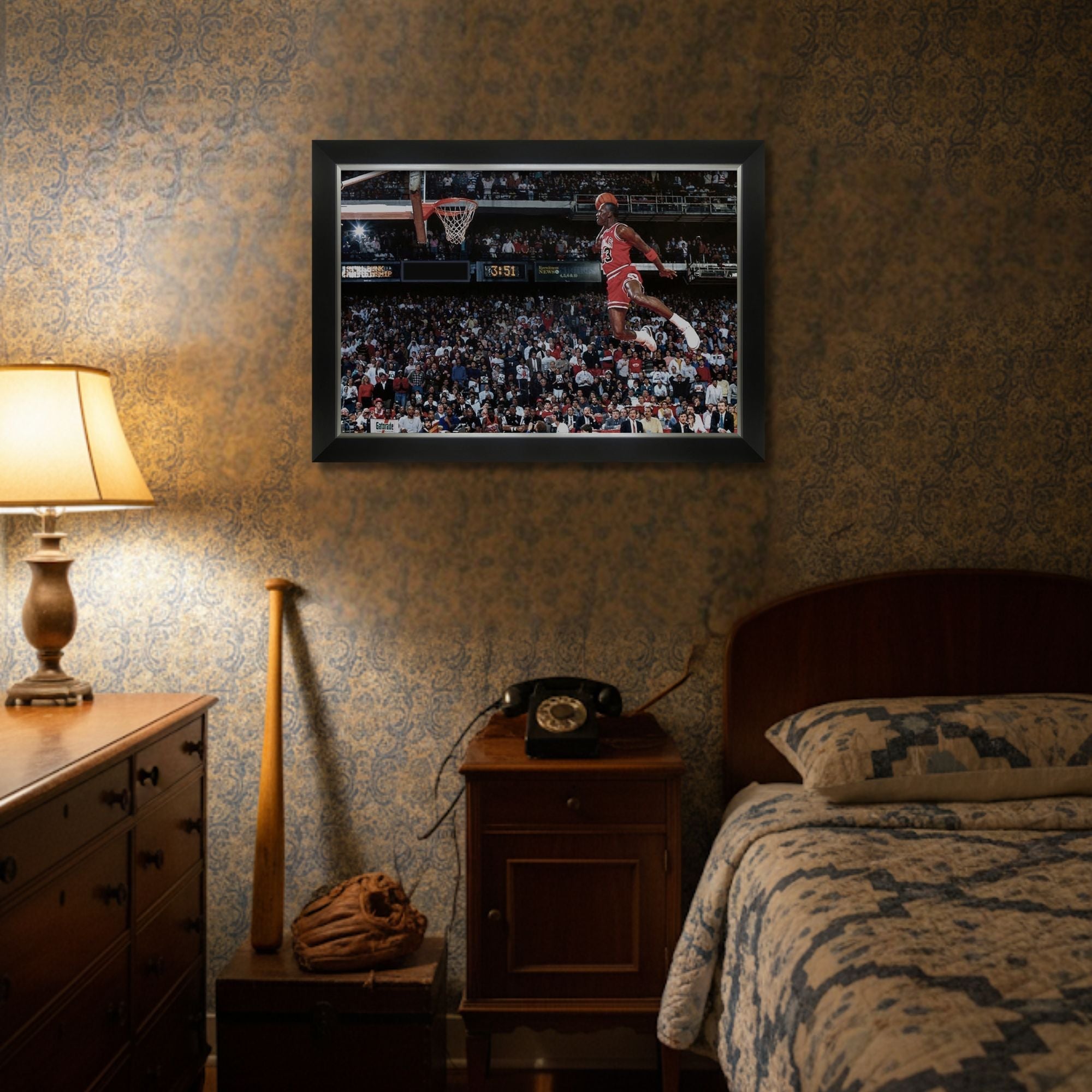 MICHAEL JORDAN 1988 ALL-STAR GAME SLAM DUNK FRAMED CANVAS (33.5' BY 23.5') - Image 2
