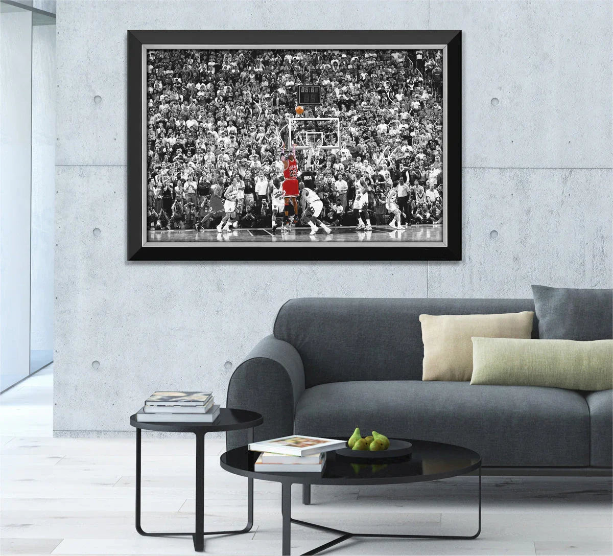 MICHAEL JORDAN LAST SHOT FRAMED CANVAS (33.5" BY 23.5")
