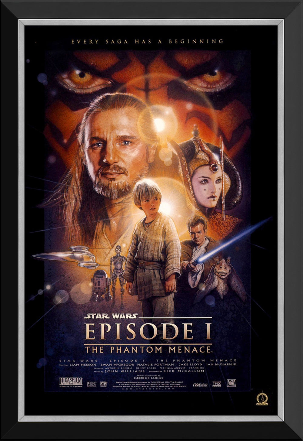 STAR WARS EP I THE PHANTOM MENACEMOVIE POSTER REPRINT - FRAMED 33.5'X23.5'