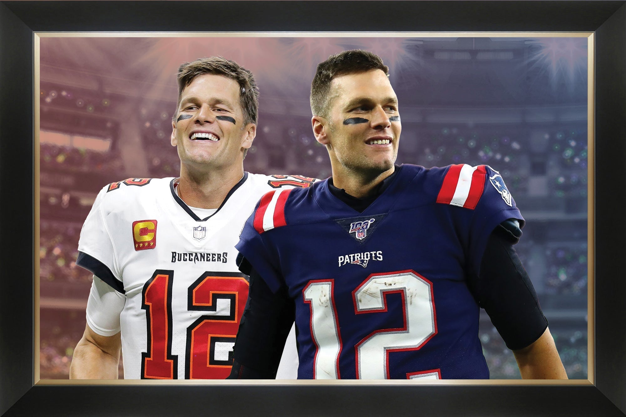 TOM BRADY FRAMED CANVAS NFL LEGEND - PATRIOTS & BUCCANEERS (33.5' BY 23.5')