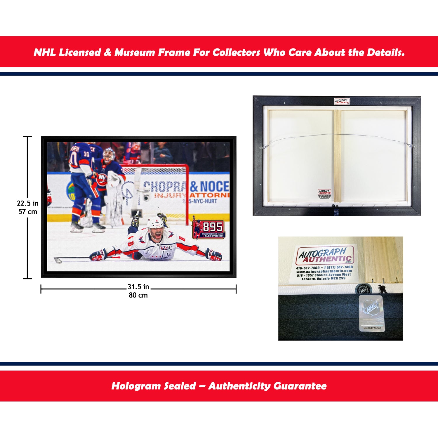 ALEXANDER OVECHKIN RECORD GOAL #895 FRAMED CANVAS - WASHINGTON CAPITALS - Image 4
