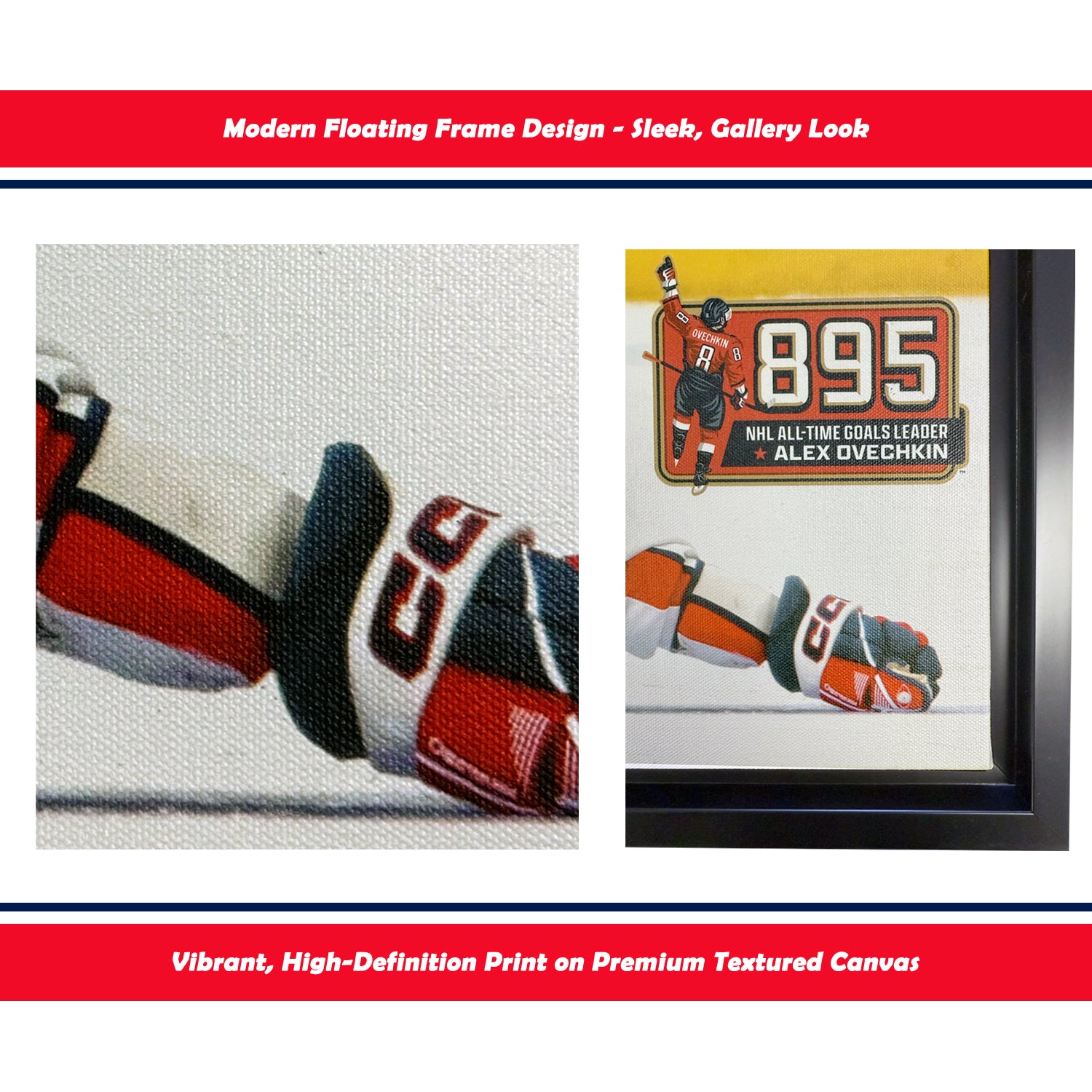 ALEXANDER OVECHKIN RECORD GOAL #895 FRAMED CANVAS - WASHINGTON CAPITALS - Image 5