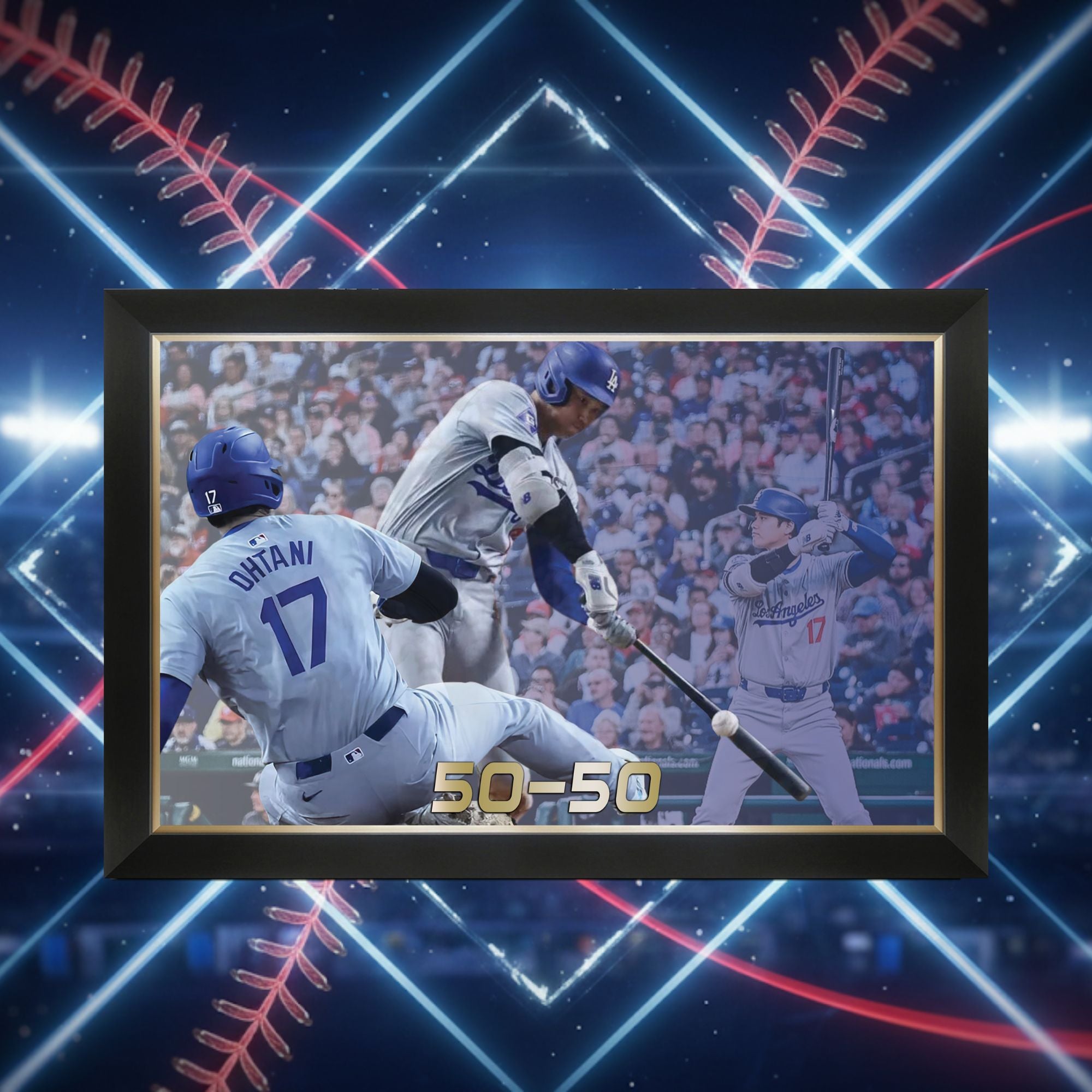 SHOHEI OHTANI FRAMED CANVAS RECORD SETTING 50-50 - L.A. DODGERS (33.5' BY 23.5') - Image 2