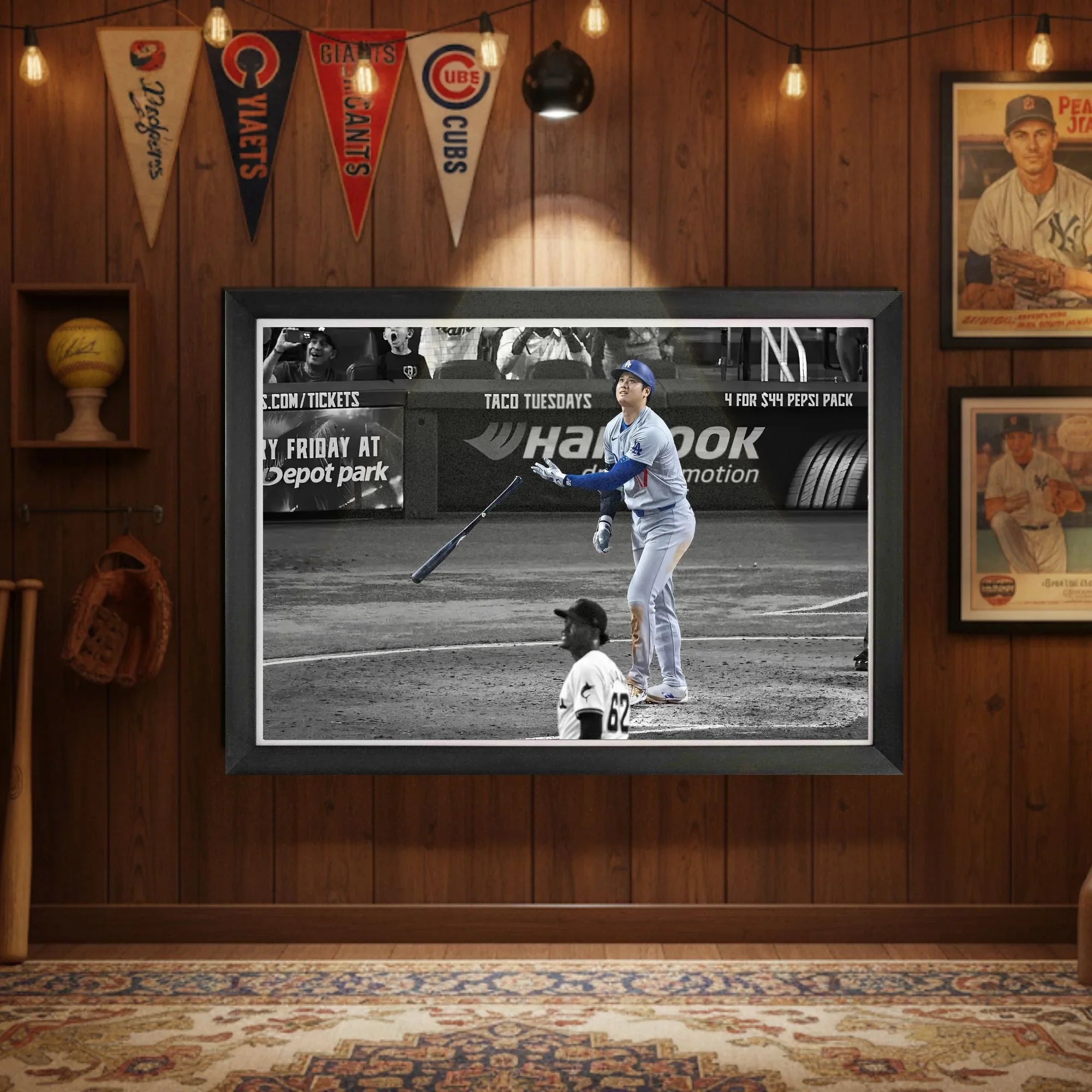 SHOHEI OHTANI FRAMED CANVASRECORD SETTING 50TH HOME RUN - LA DODGERS 33"X23"