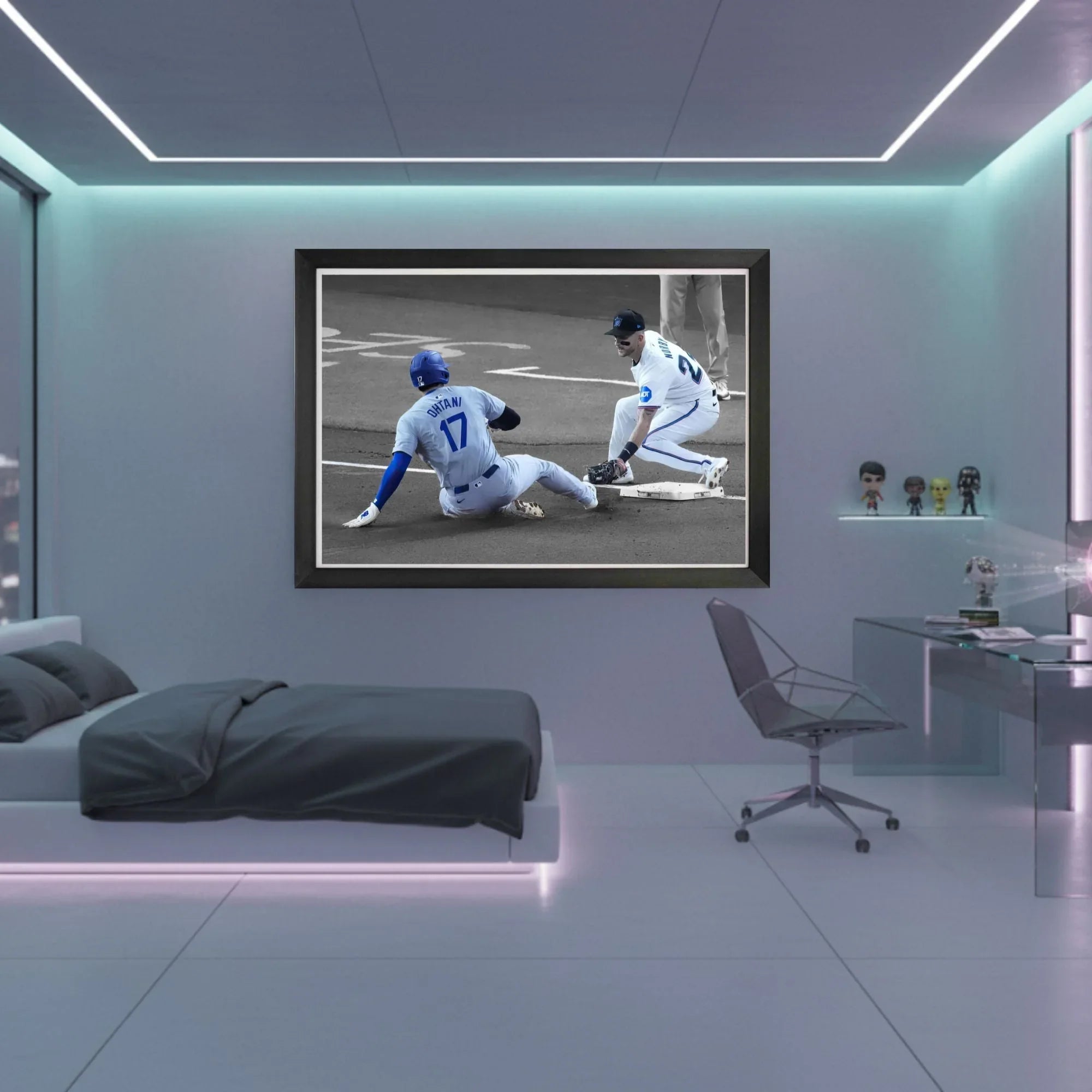 SHOHEI OHTANI FRAMED CANVAS RECORD SETTING 50TH STOLEN BASE - LA DODGERS 33"X23"