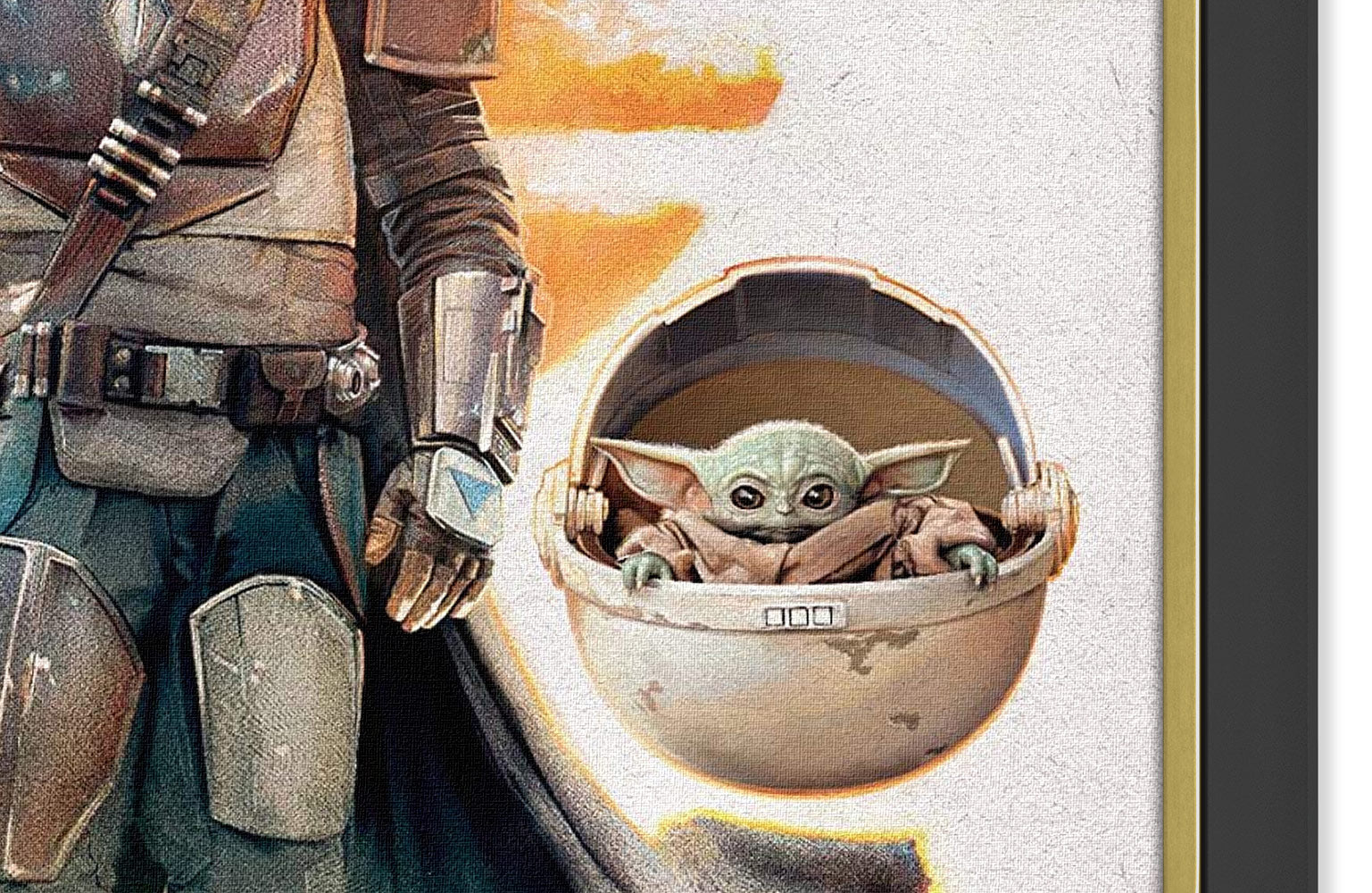 THE MANDALORIAN - MANDO & BABY YODA FRAMED STAR WARS CANVAS (33.5' BY 23.5') - Image 2
