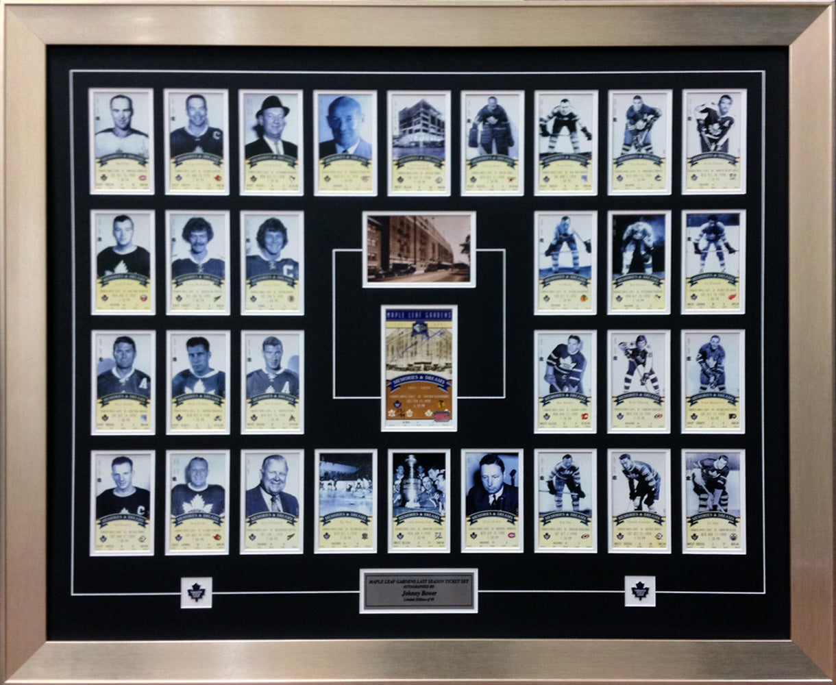 TOR MAPLE LEAF GARDENS LAST TICKET SET - LTD ED /99 SIGNED JOHNNY BOWER 43'X38'