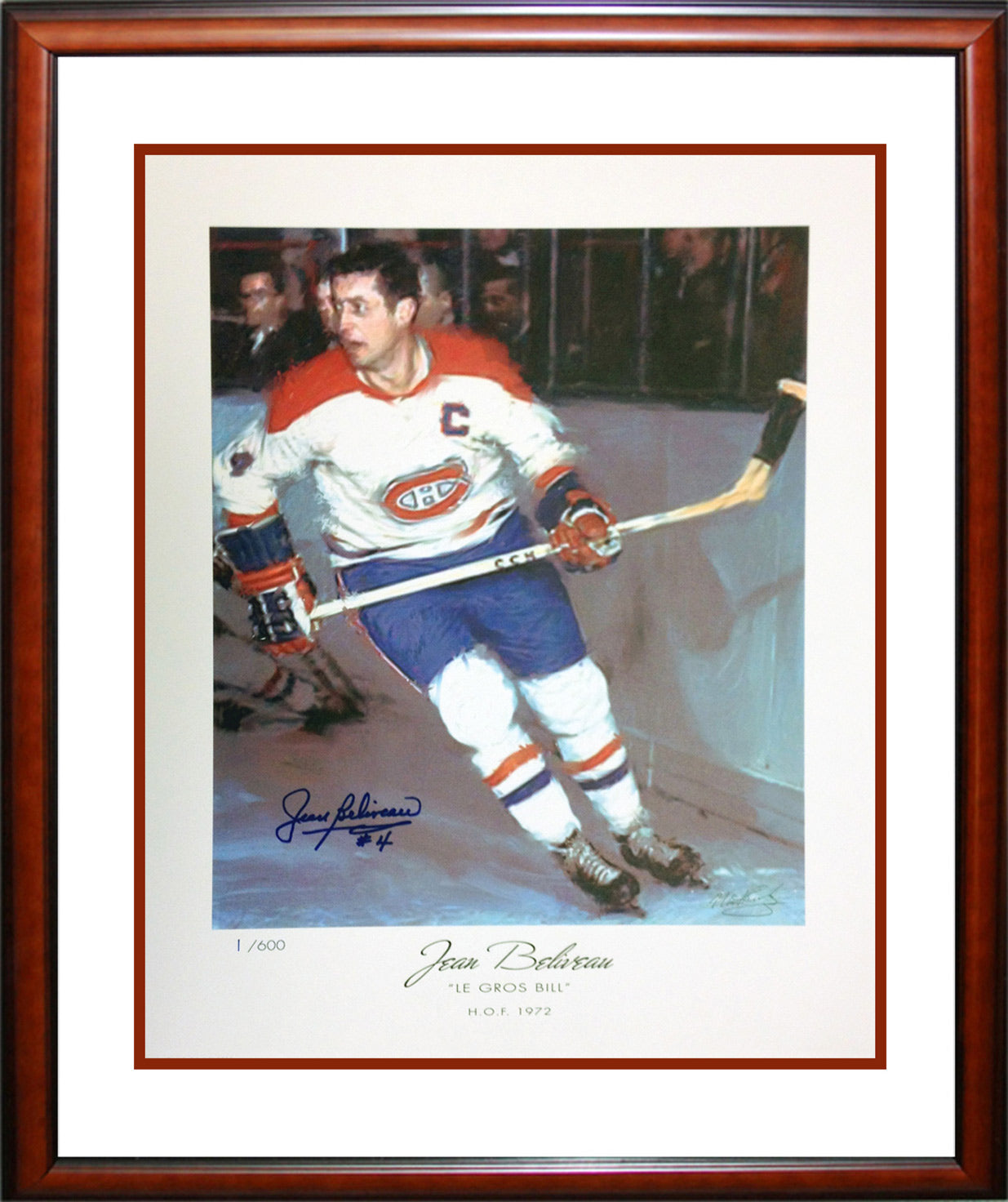 SIGNED JEAN BELIVEAU LITHOGRAPH LTD. ED. #1 OF 600 - MONTREAL CANADIENS 24'X20'
