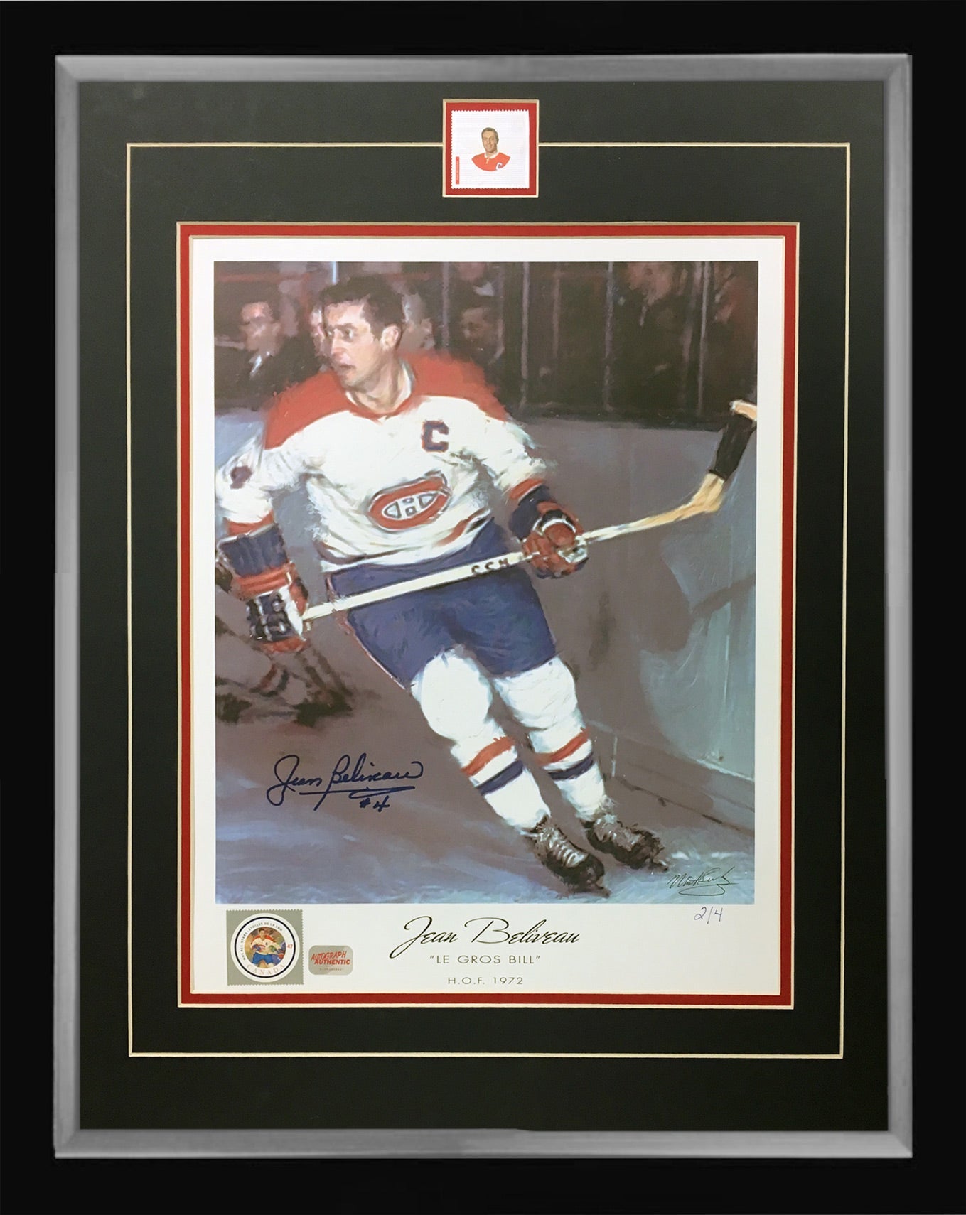 SIGNED JEAN BELIVEAU LITHOGRAPH LTD. ED. 2 OF 4  - MONTREAL CANADIENS 24'X20'