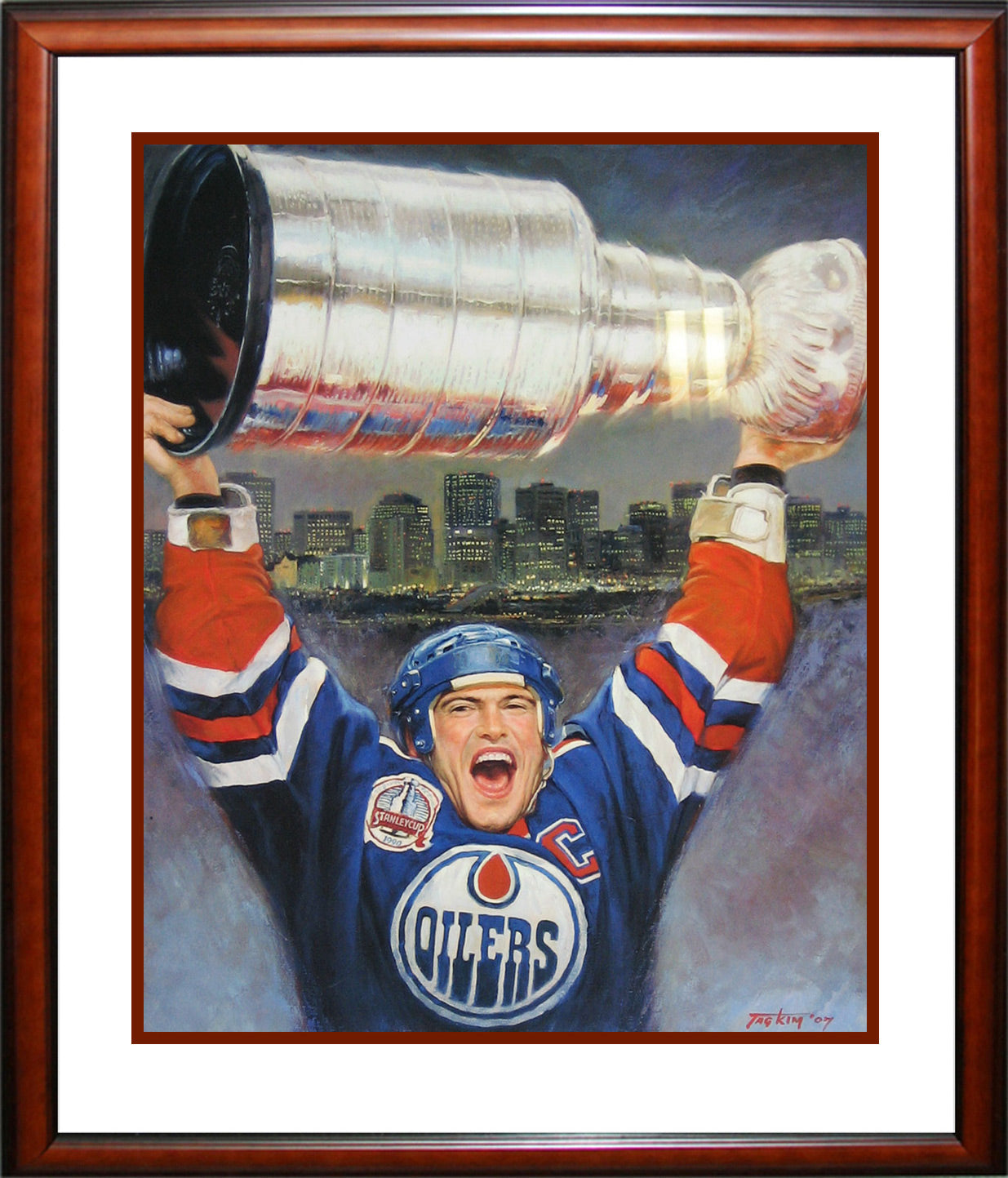 MARK MESSIER LITHOGRAPH PAINTING FRAMED, LTD EDITION /1111 (32' BY 28')