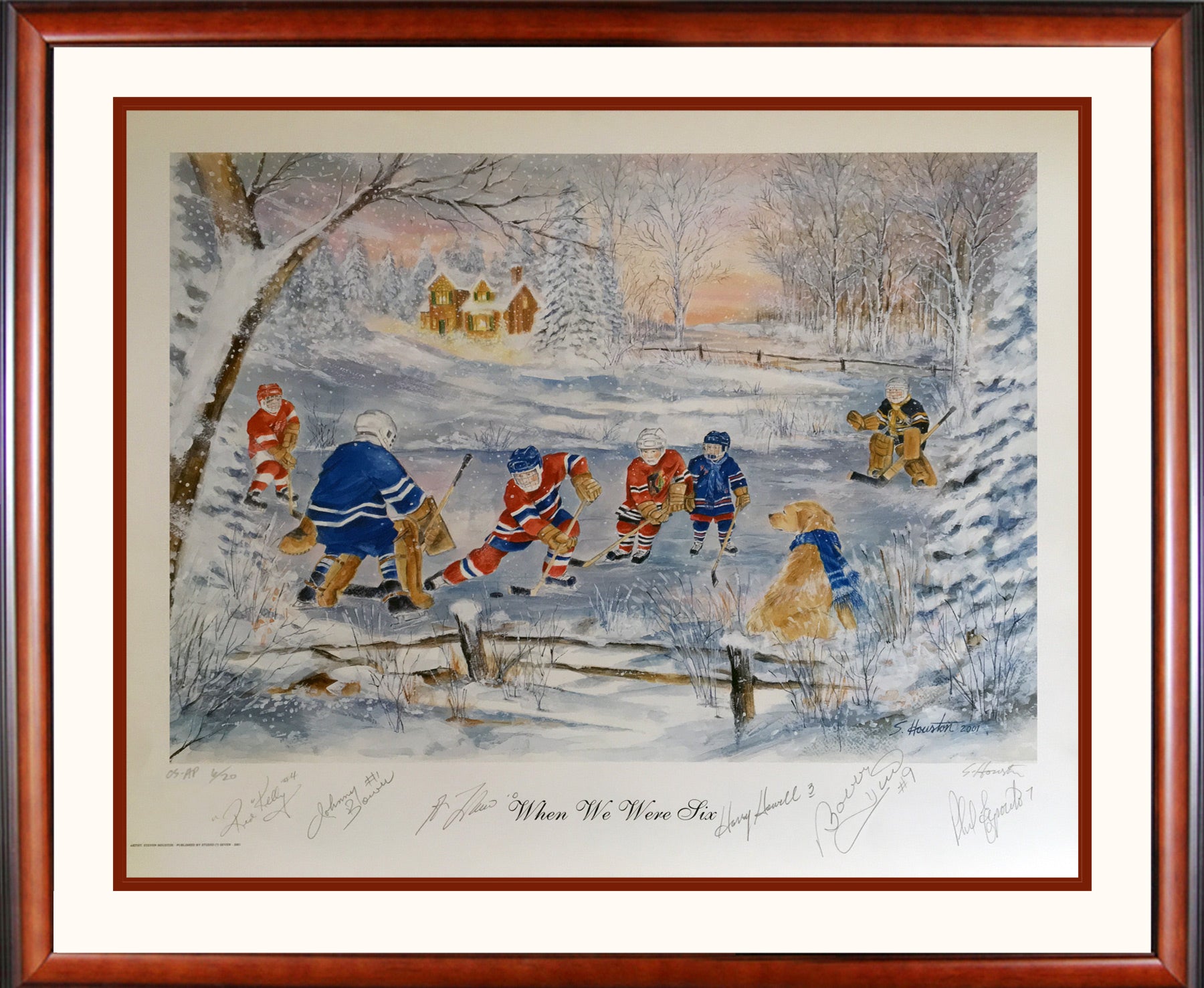SIGNED KELLY,HOWELL,BOWER,HULL,LAFLEUR,ESPOSITO /20 - WHEN WE WERE SIX 30'X26'