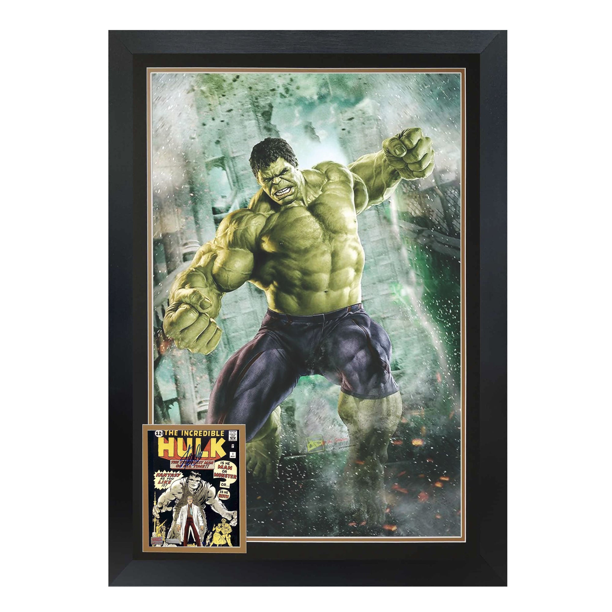 THE INCREDIBLE HULK #1 FRAMED PRINT SIGNED BY STAN LEE (38.5' BY 28')