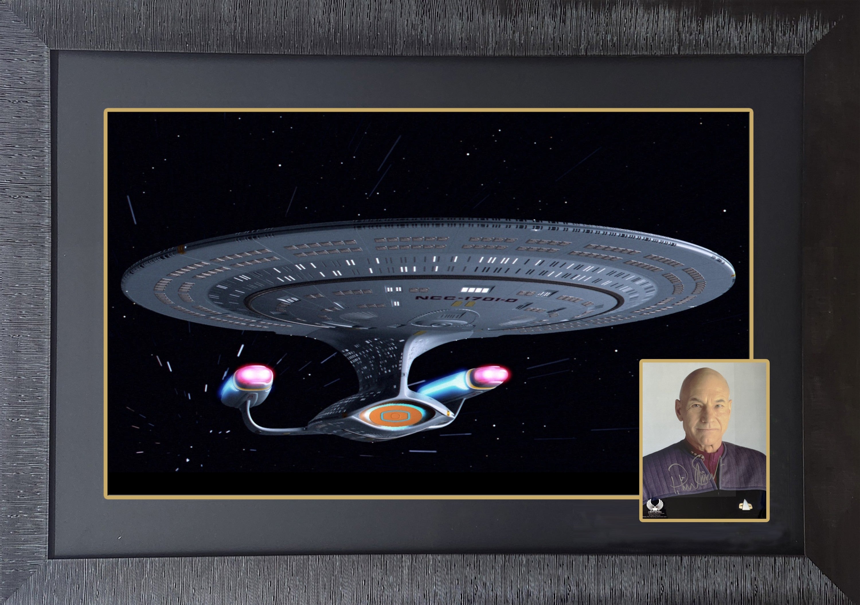 PATRICK STEWART SIGNED STAR TREK FRAMED 38'X28' - SCI-FI COLLECTIBLE