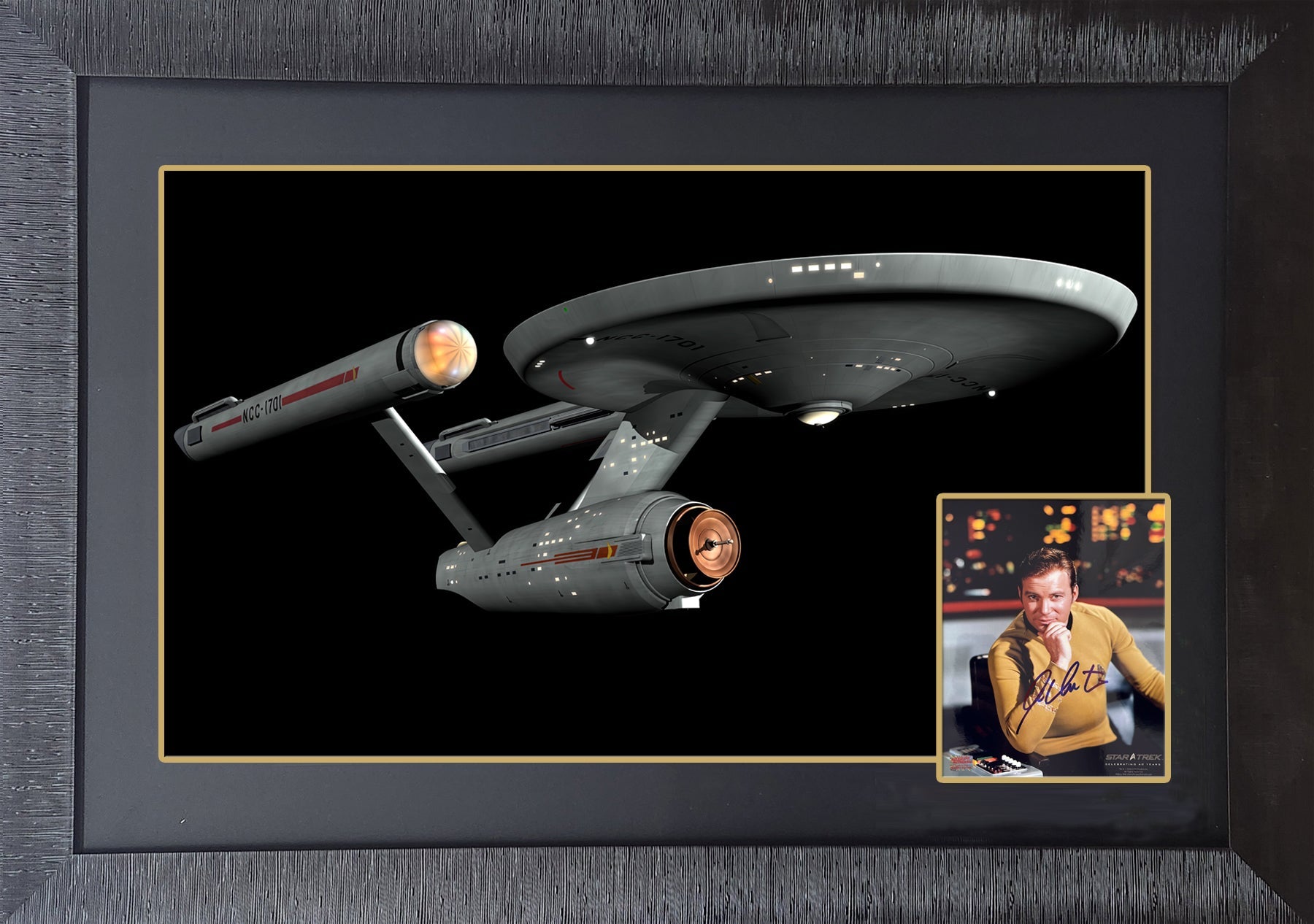WILLIAM SHATNER SIGNED STAR TREK: STARSHIP ENTERPRISE - CAPTAIN KIRK 38'X28'
