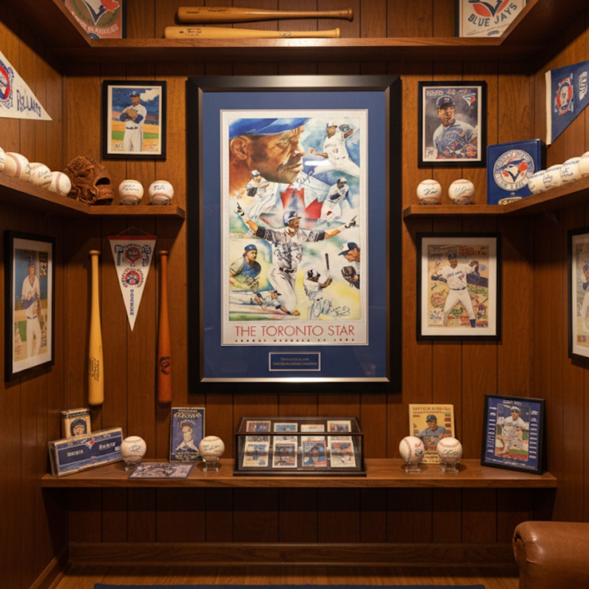 CARTER, BORDERS, ALOMAR, WINFIELD, SIGNED - BLUE JAYS 1992 WORLD SERIES 41"X28"