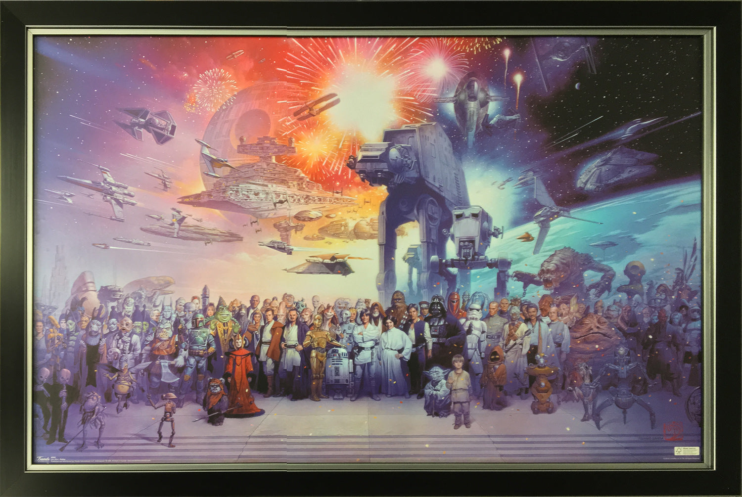 STAR WARS COLLECTION - FRAMED ART OF ALL CHARACTERS (37' BY 25.5')