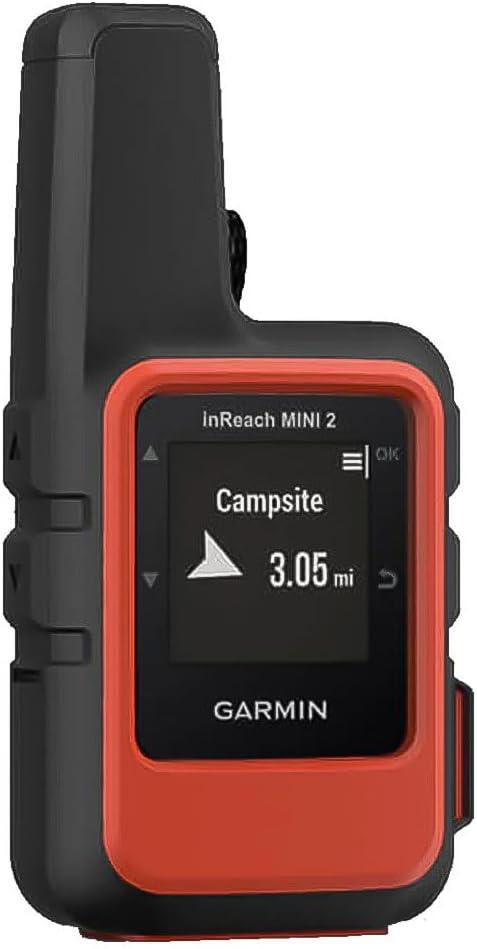 Garmin inReach Mini 2 handheld GPS device with campsite navigation displayed