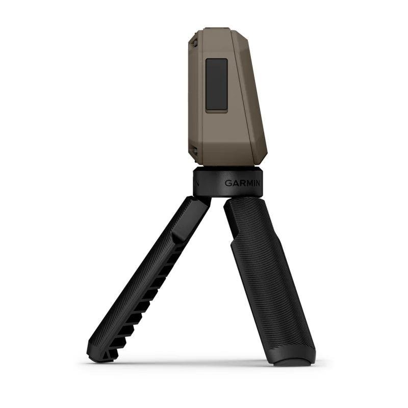 Garmin Xero C1 Pro chronograph on tripod with brown and black rugged design