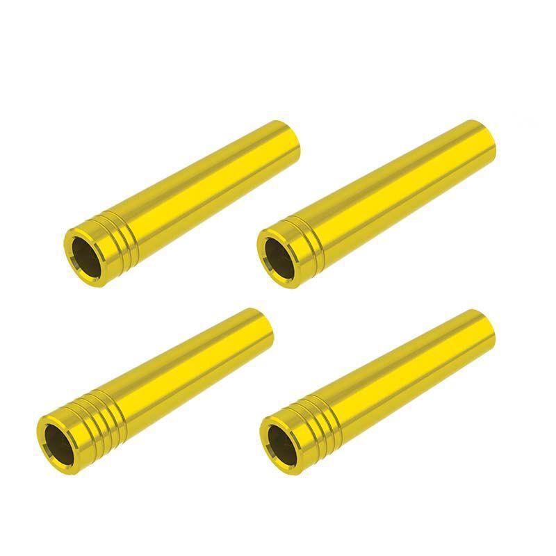 Four gold archery ballistic collars on white background, Gold Tip arrow accessories