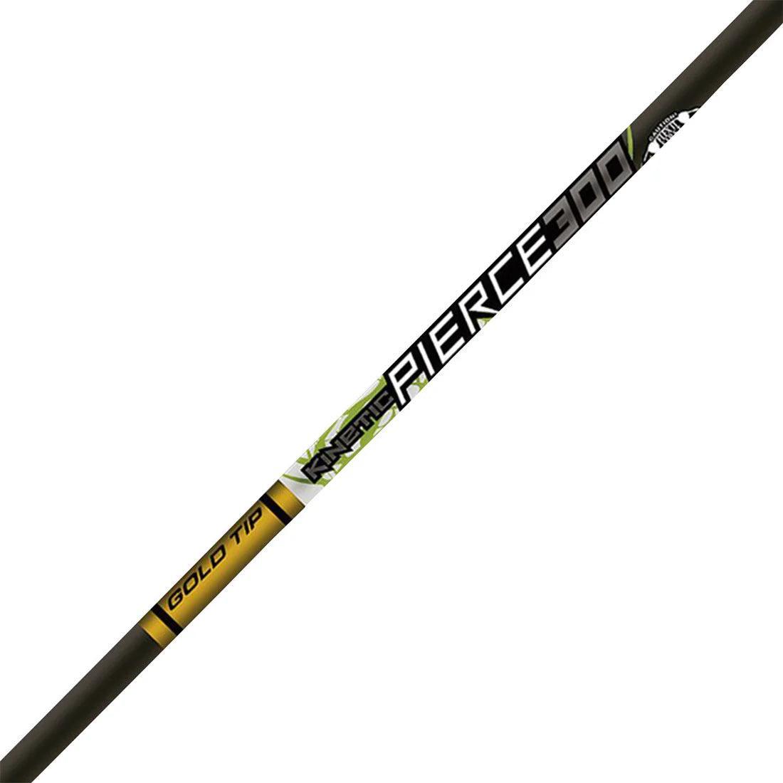 Gold Tip Kinetic Pierce 300 archery arrow shaft with bold branding on white background