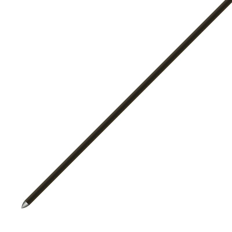 Black lightning point grounding rod with metallic tip on a white background