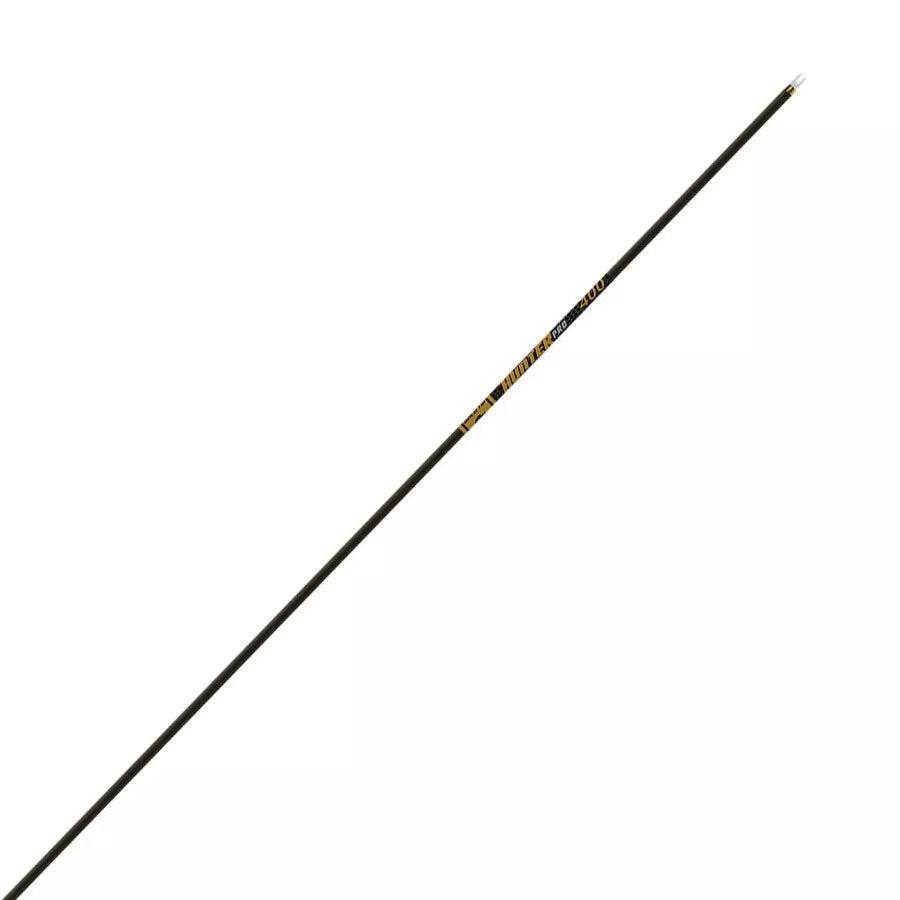 Gold Tip Hunter Pro arrow shaft with label, archery equipment on white background