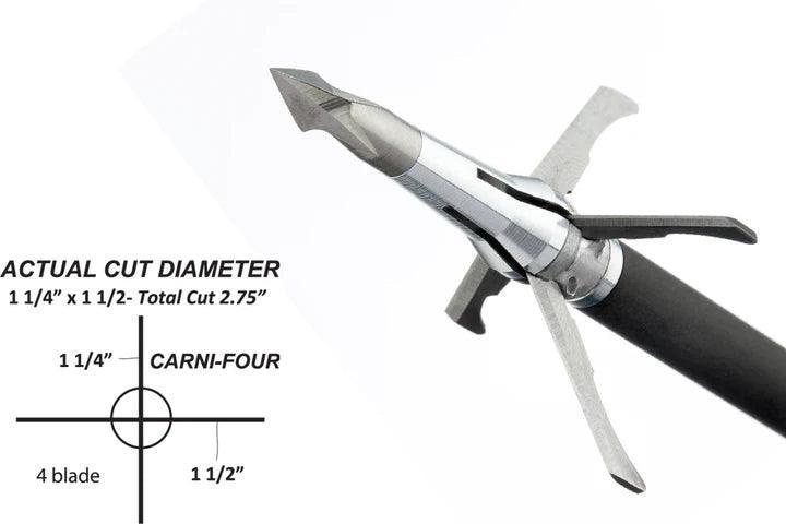 Grim Reaper Pro Series mechanical broadhead with four blades and cut diameter diagram